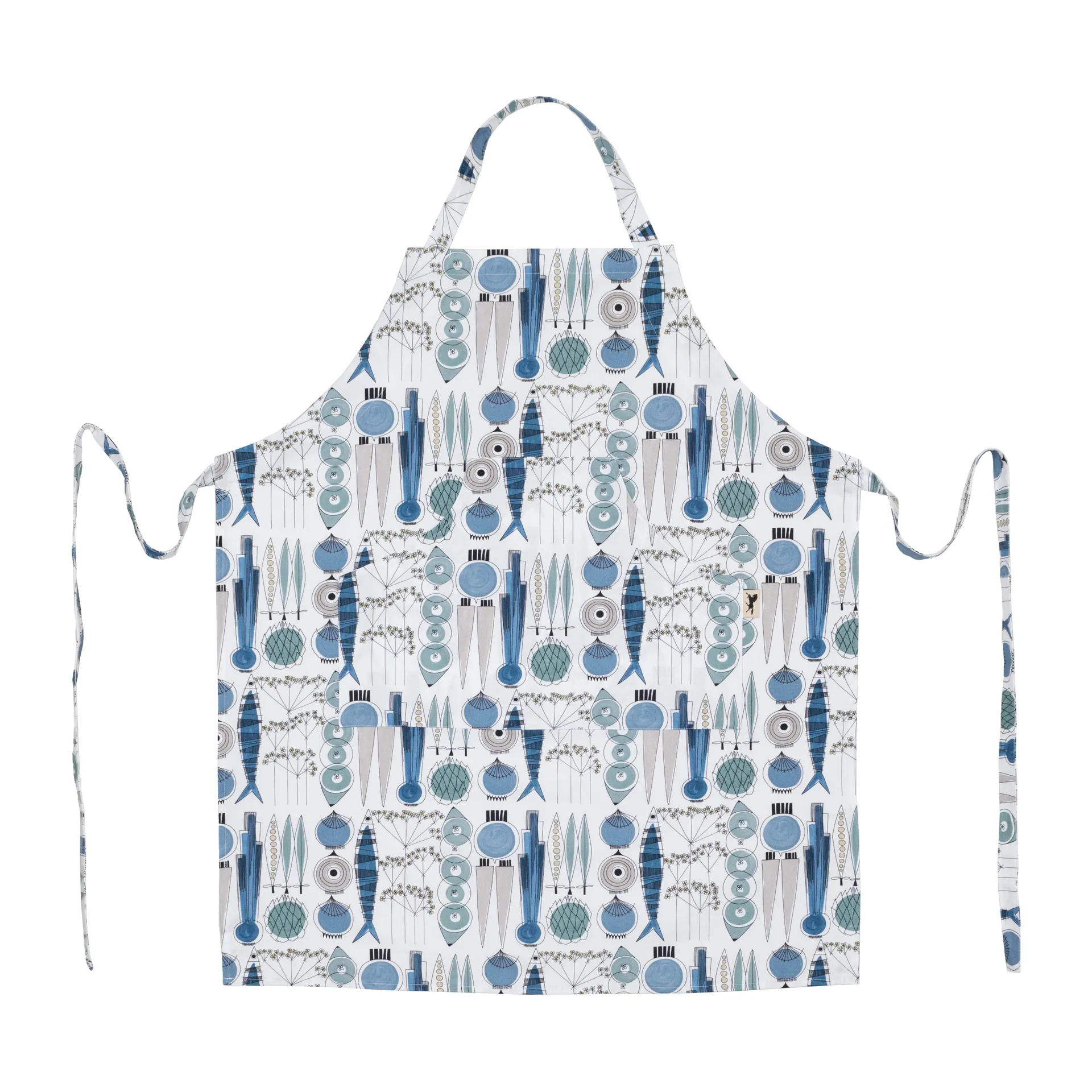 Tablier Picknick petit motif, Bleu-beige Almedahls
