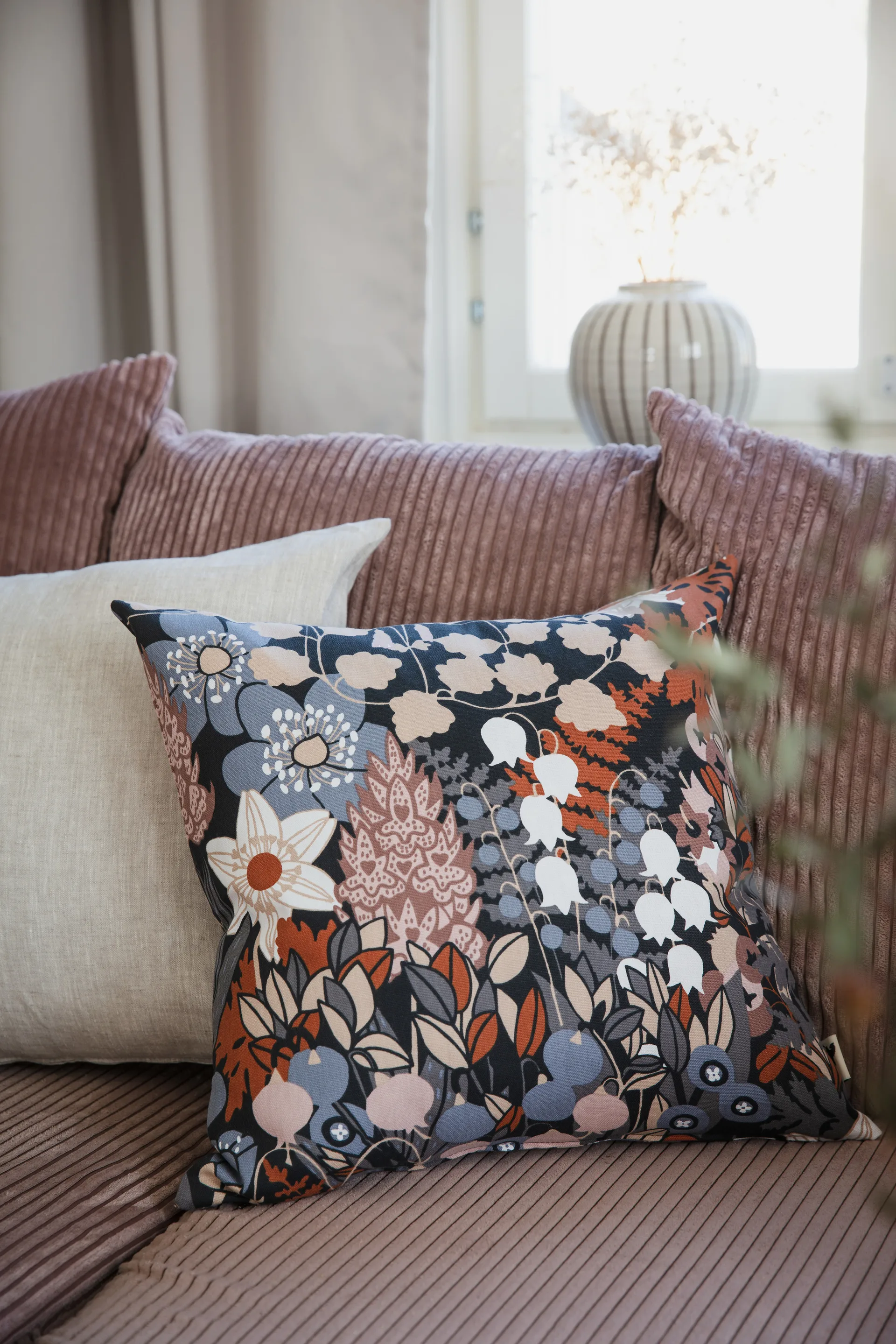 Taie d'oreiller Skogen 47x47 cm, Bleu-brun Almedahls