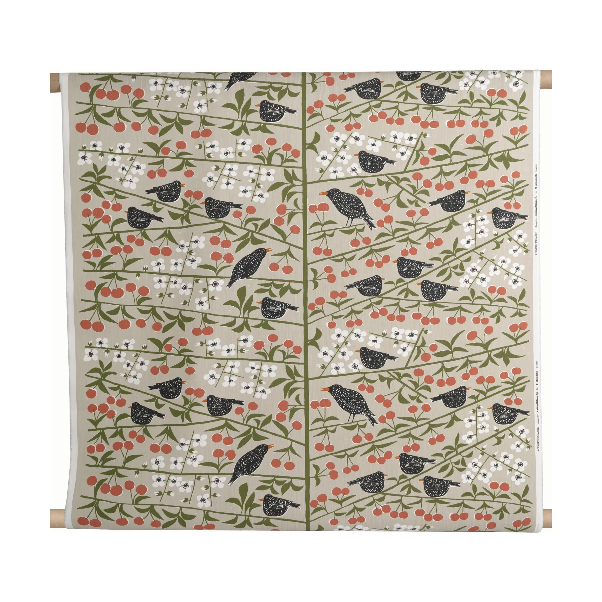 Tissu Körsbärsträdgården, Beige Almedahls