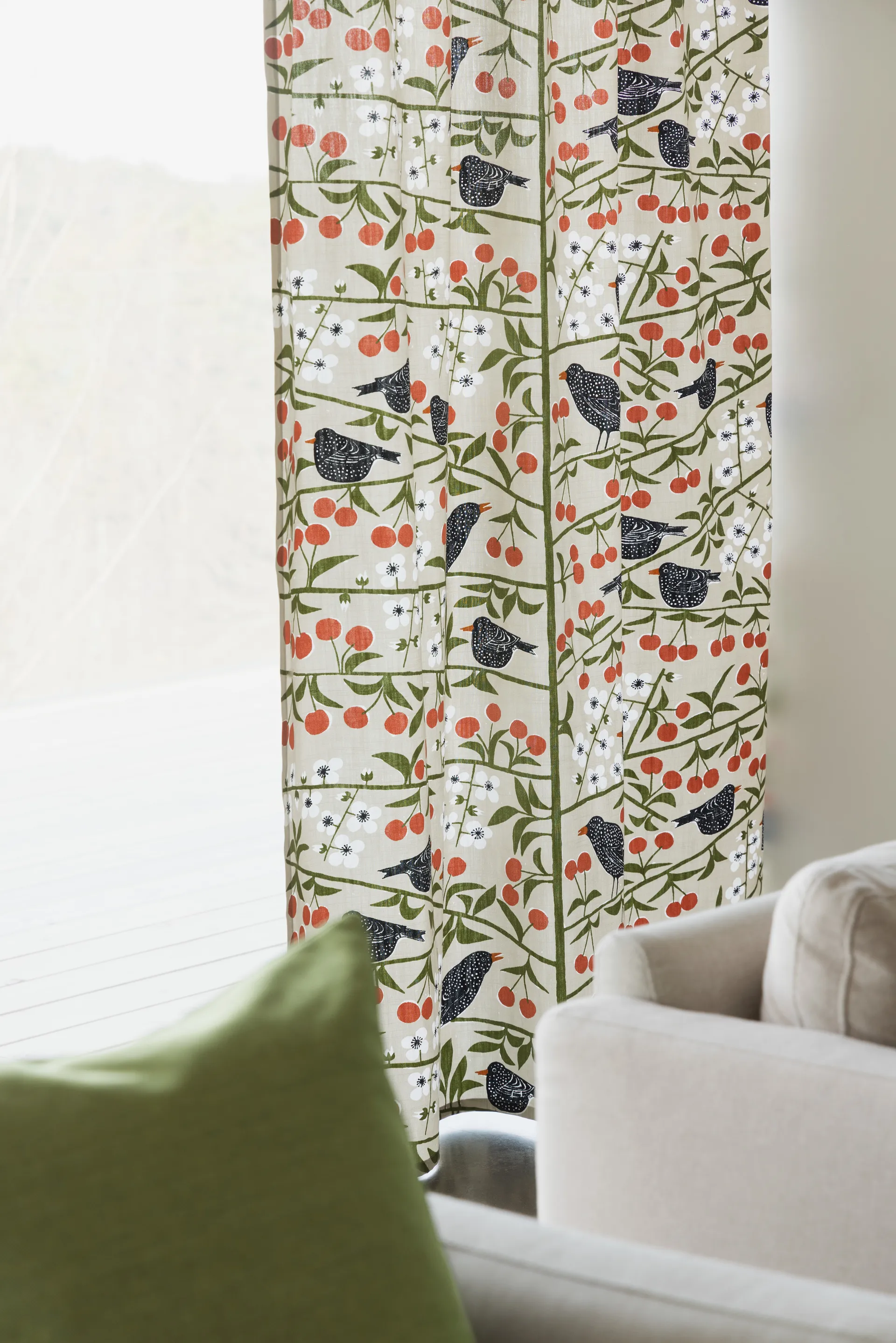 Tissu Körsbärsträdgården, Beige Almedahls