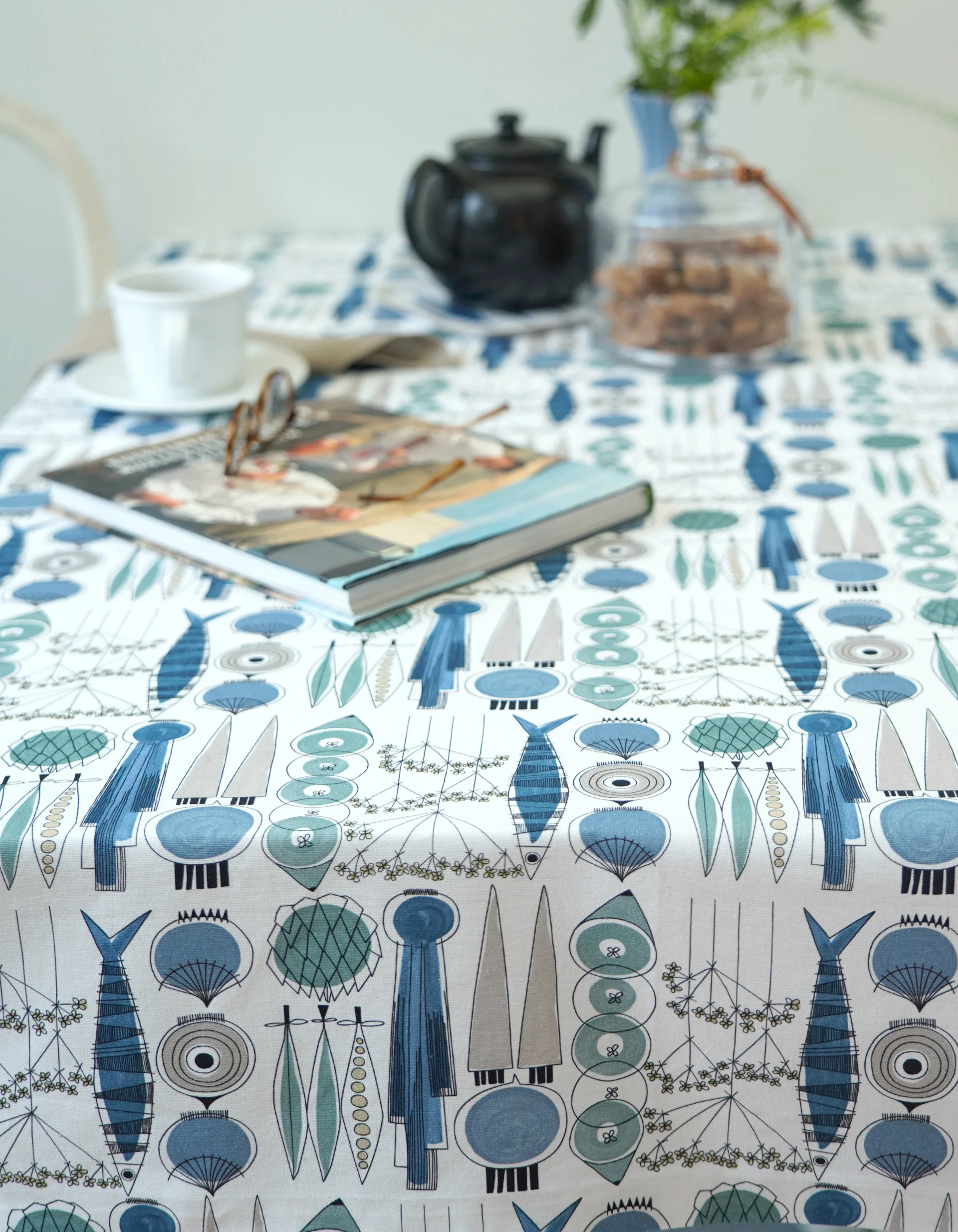 Tissu Picknick, Bleu-beige Almedahls