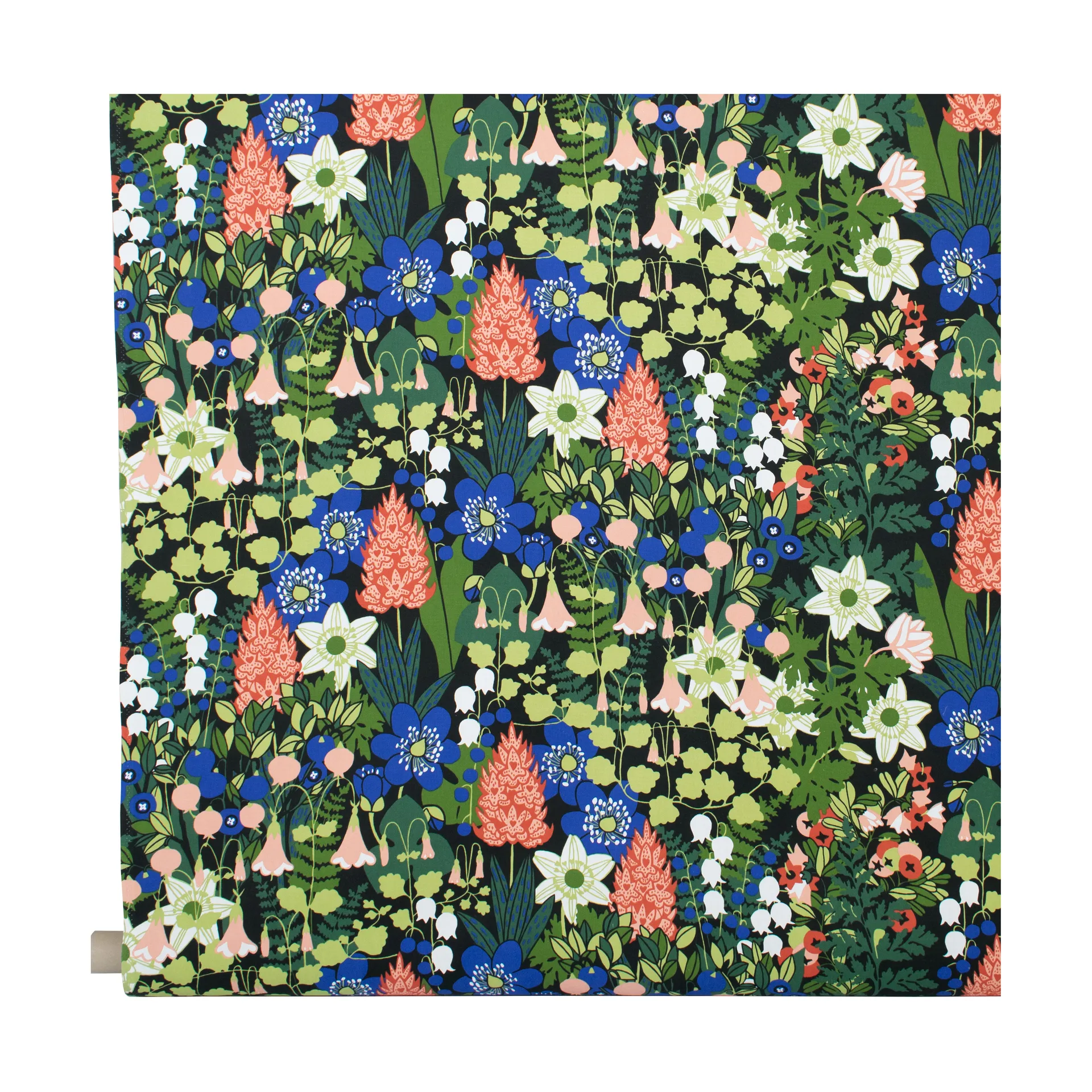 Tissu Skogen, Noir-vert-rose Almedahls