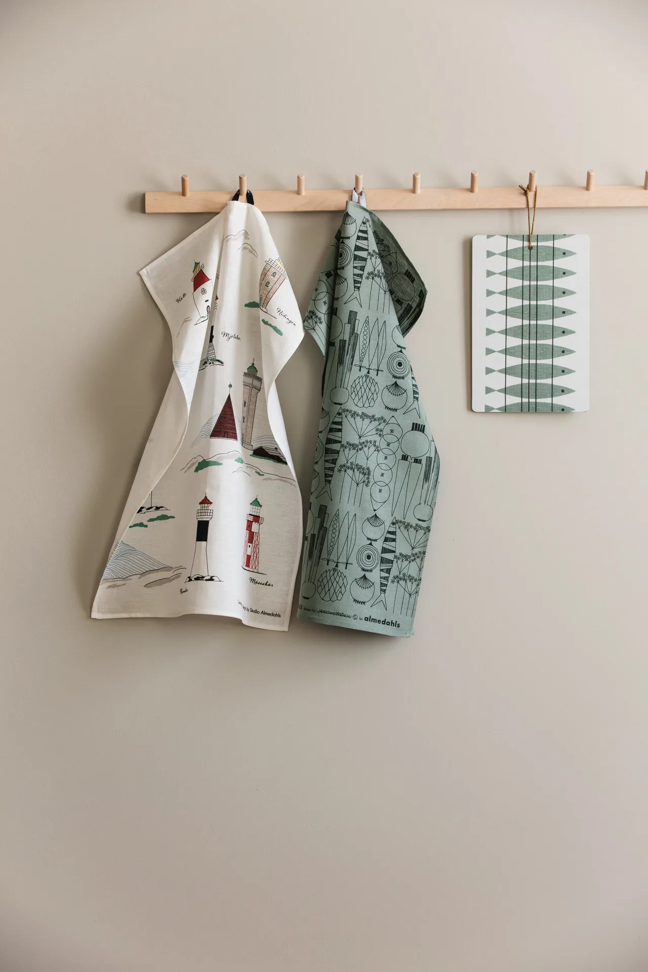 Torchon de cuisine "Phares suédois" 47x70 cm, Blanc-multi Almedahls