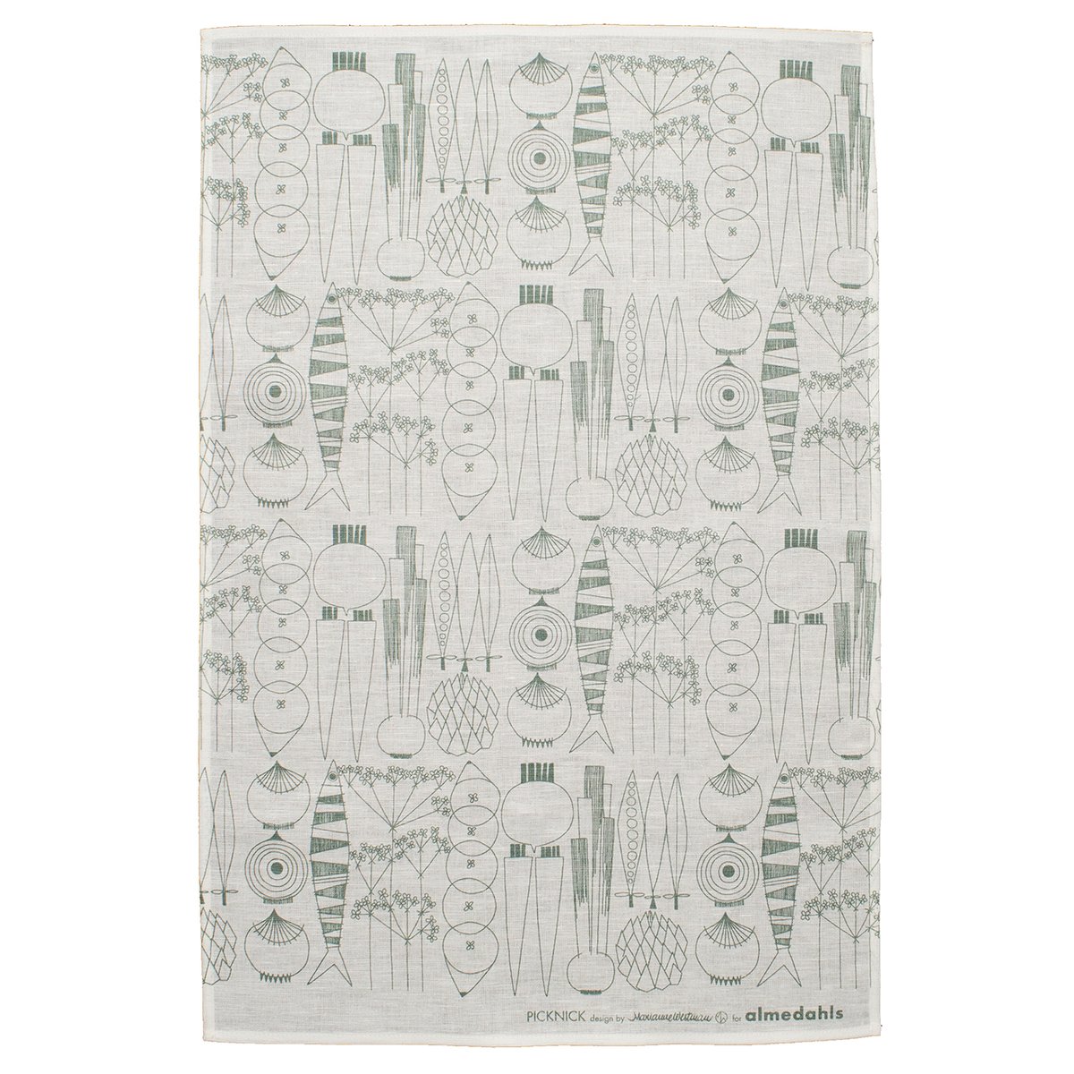 Almedahls Torchon Picknick Blanc-Gris vert | Design Scandinave | Torchons | Vert