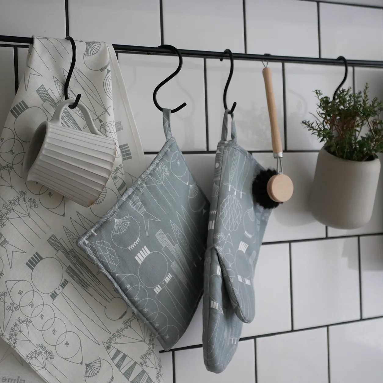 Torchon Picknick, Blanc-Gris vert Almedahls