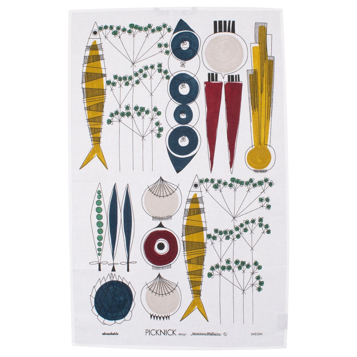 Almedahls Torchon Picknick Bleu-multi | Design Scandinave | Torchons | Multi