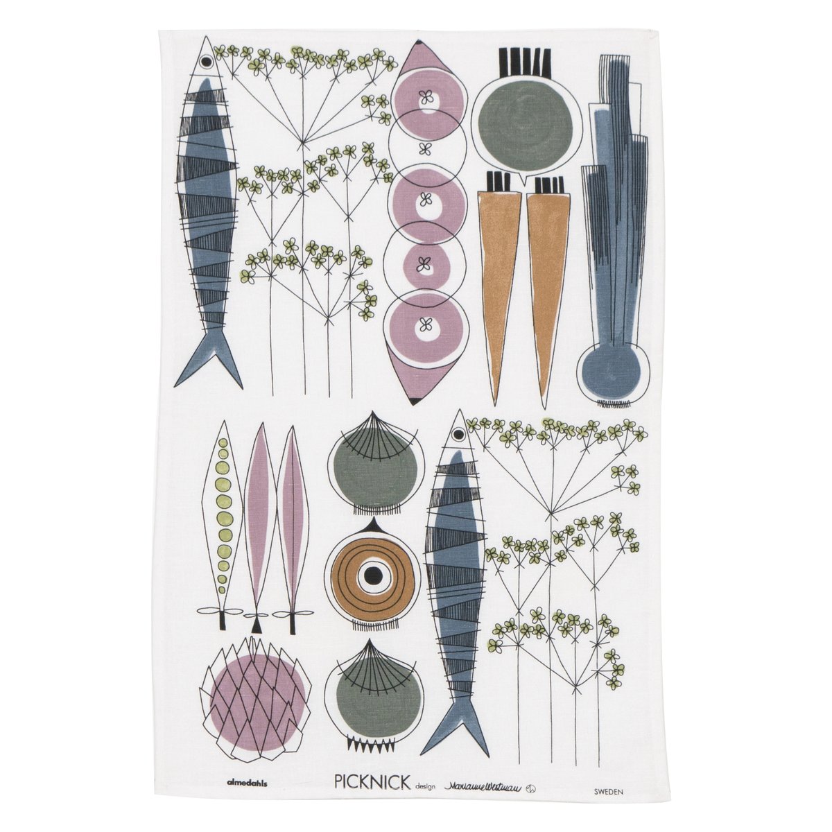 Almedahls Torchon Picknick bleu-rose | Design Scandinave | Torchons | Multi