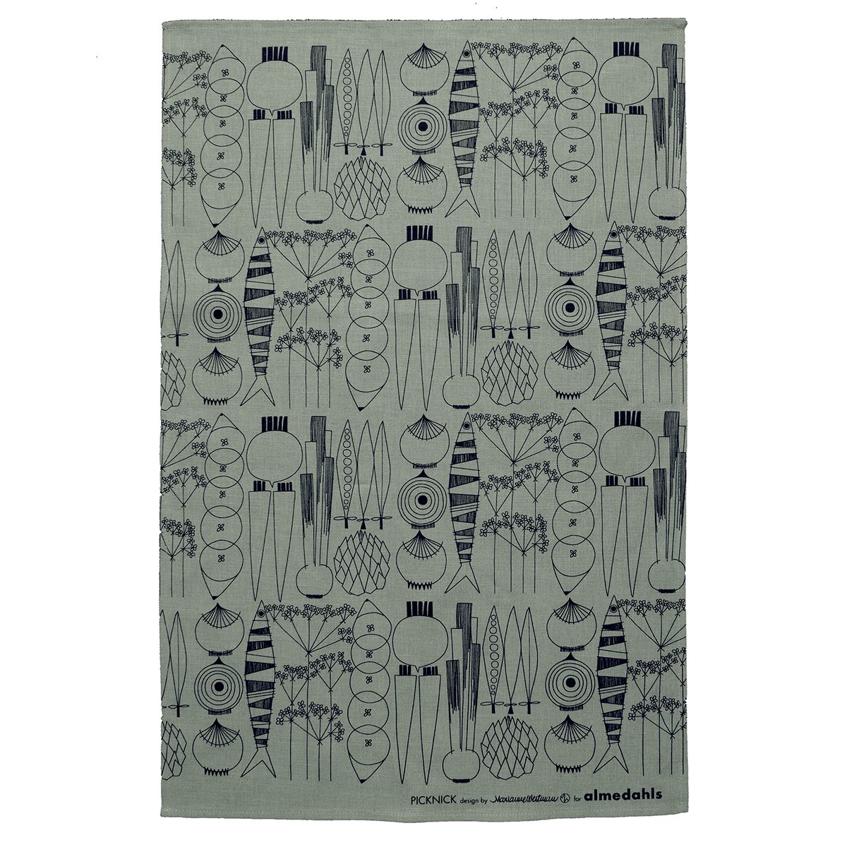 Almedahls Torchon Picknick Gris vert-noir | Design Scandinave | Torchons | Vert