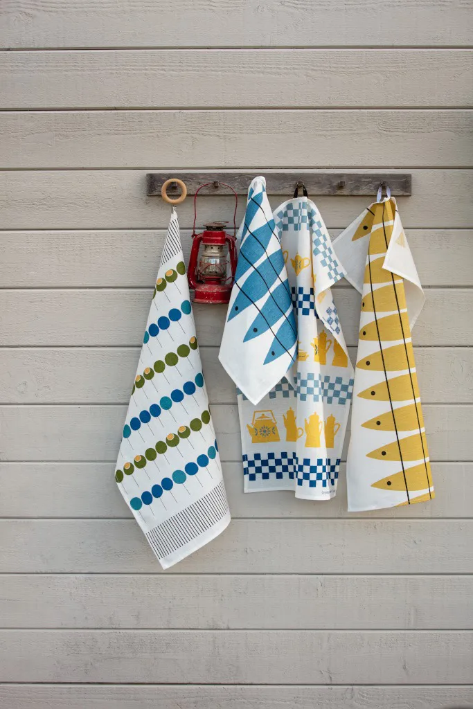 Torchon Pinnebär 47x70 cm, Bleu-vert Almedahls