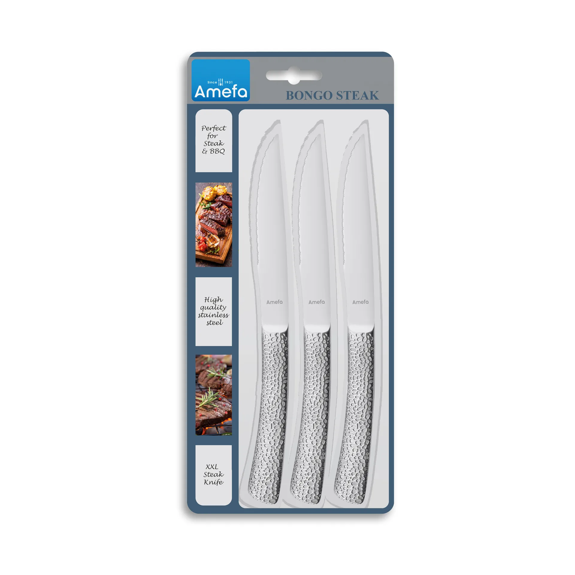 Couteau à steak Bongo lot de 3, Acier inoxydable Amefa
