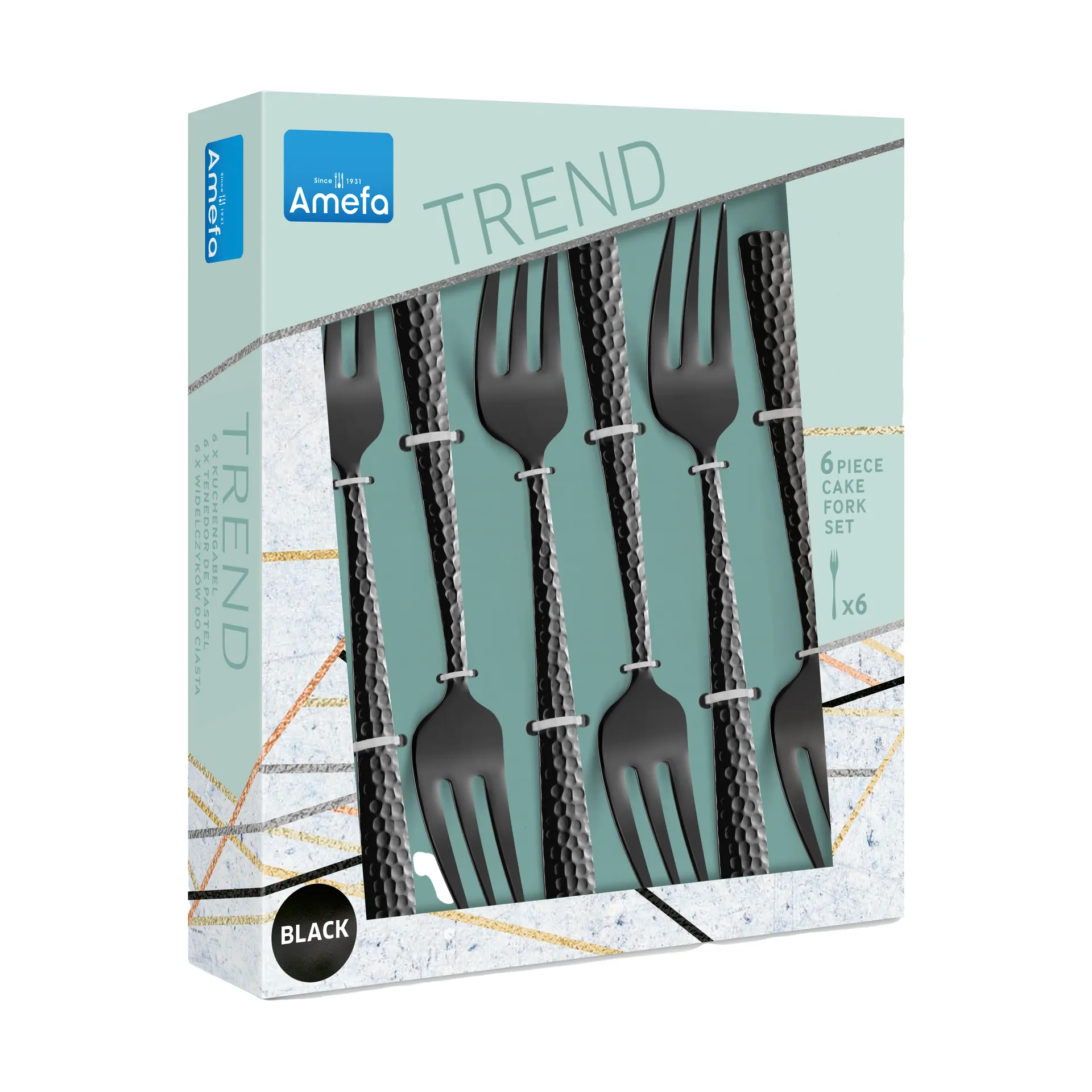 Fourchettes à gâteau Felicity 15,6 cm lot de 6, Noir Amefa