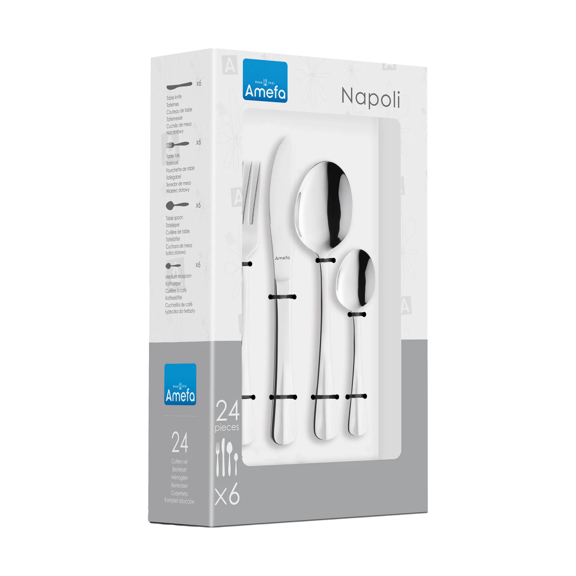 Set de couverts Napoli 24 pièces, Acier inoxydable Amefa