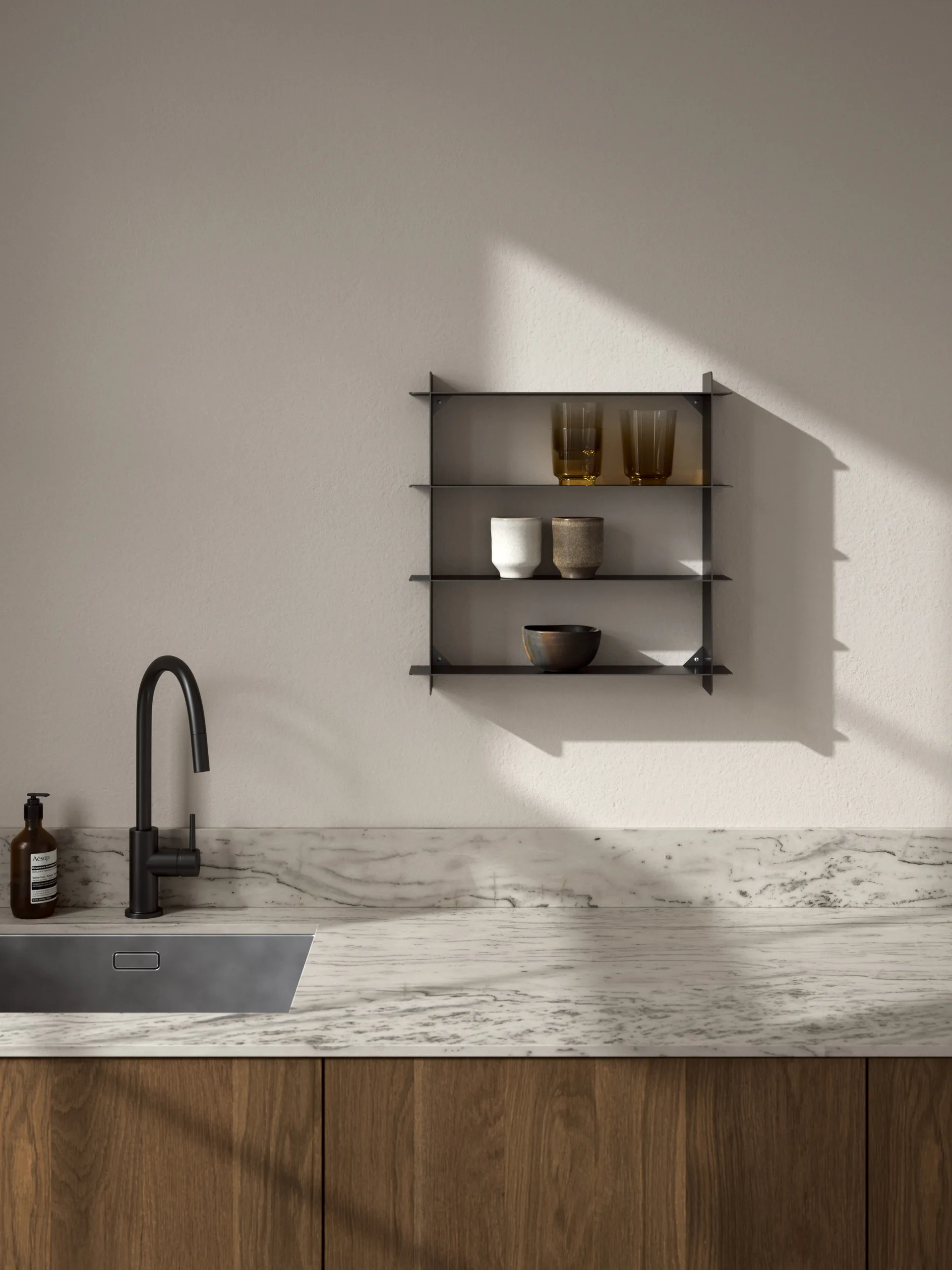 Étagère murale Division, Black steel, 45x45x10 cm Andersen Furniture