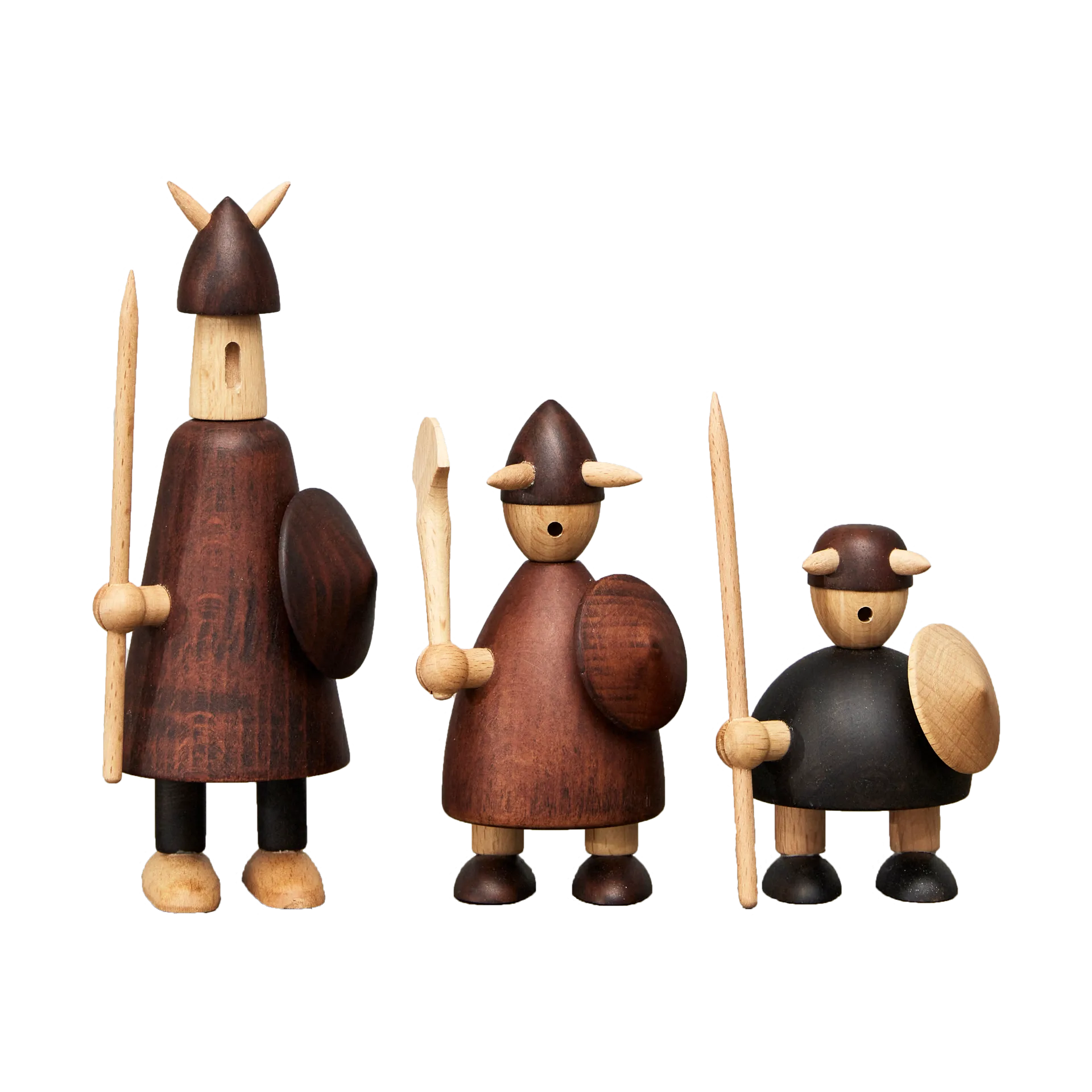 Figures en bois The vikings of Denmark 3 Pièces, Stained beech Andersen Furniture