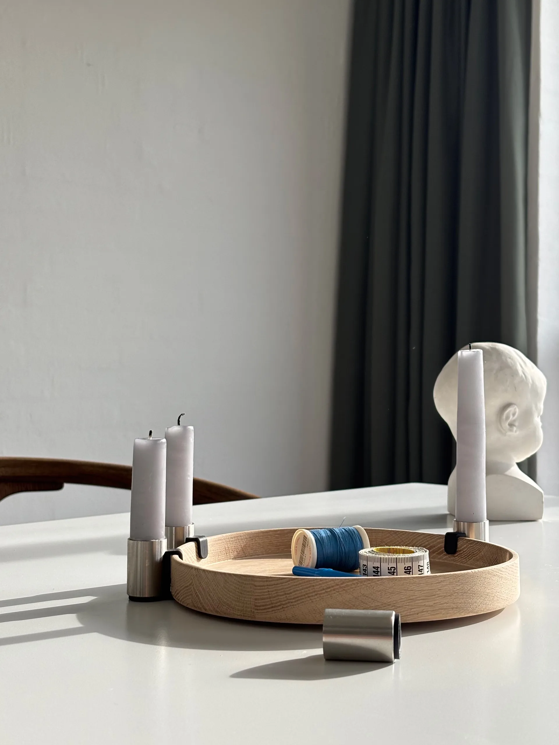 Bougeoir de l’Avent Luna Ø27 cm, Chêne-acier Applicata