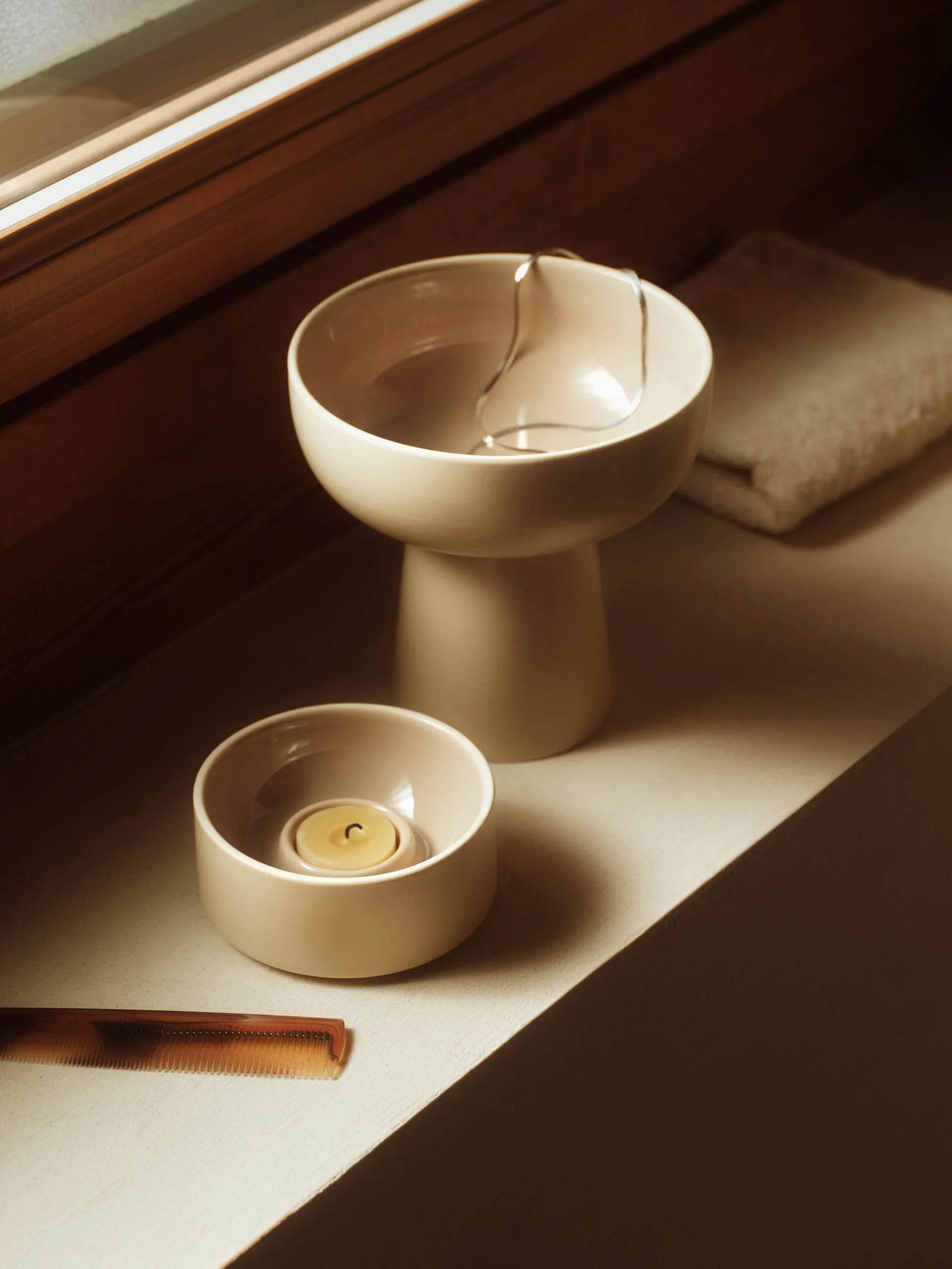 Photophore Kirnu Ø11x5 cm, Beige Arabia