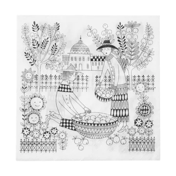 Serviettes en papier Emilia 33x33 cm, 20 pièces - Noir-blanc - Arabia