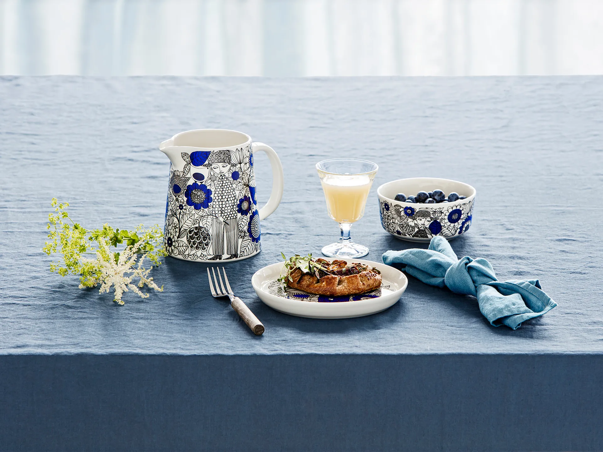 Tasse 30 cl et Assiette Ø19 cm Pagrandaali, Bleu Arabia