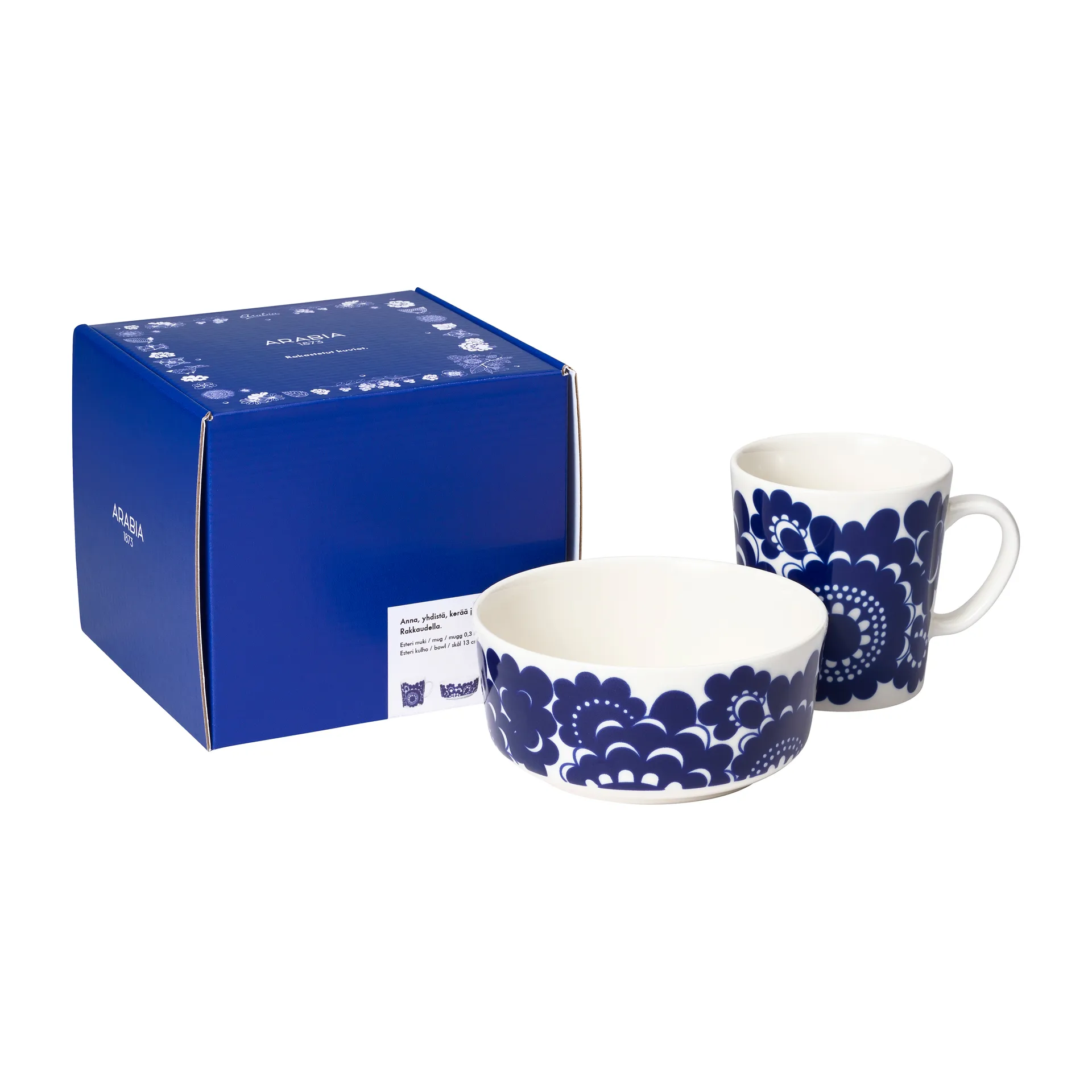 Tasse 30 cl et Bol Ø13 cm Esteri, Bleu Arabia