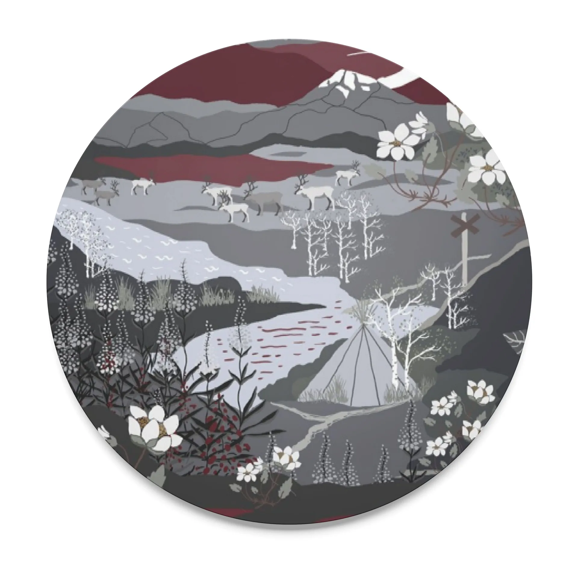 Dessous de plat Fjällvandring, Gris-bordeaux Arvidssons Textil