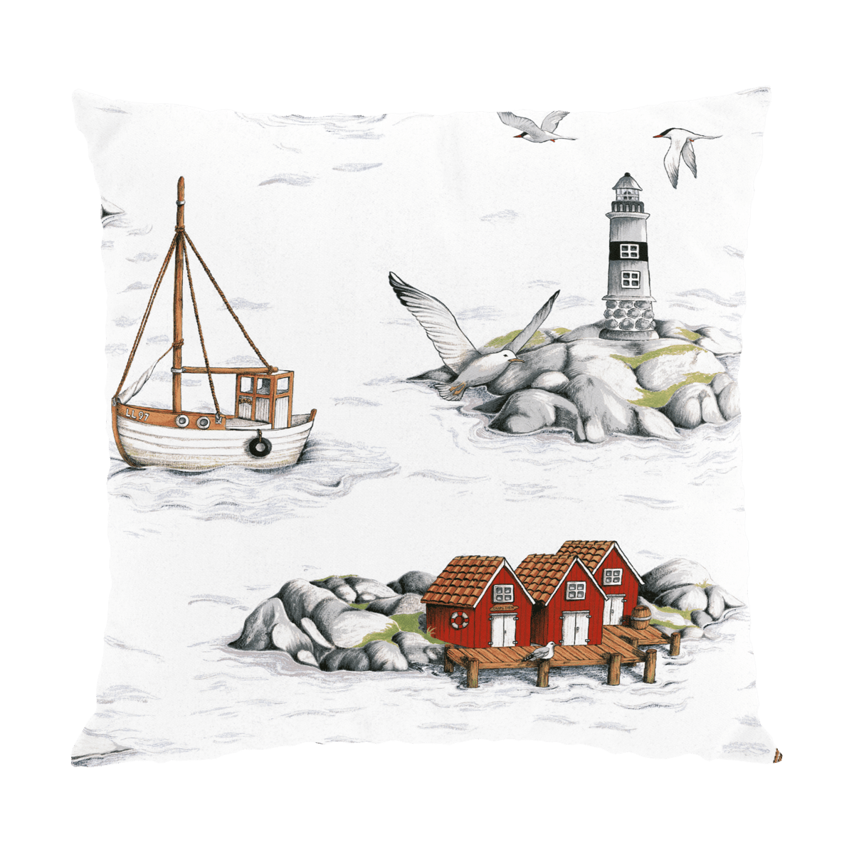 Arvidssons Textil House de coussin Fiskeskär 47x47 cm Blanc