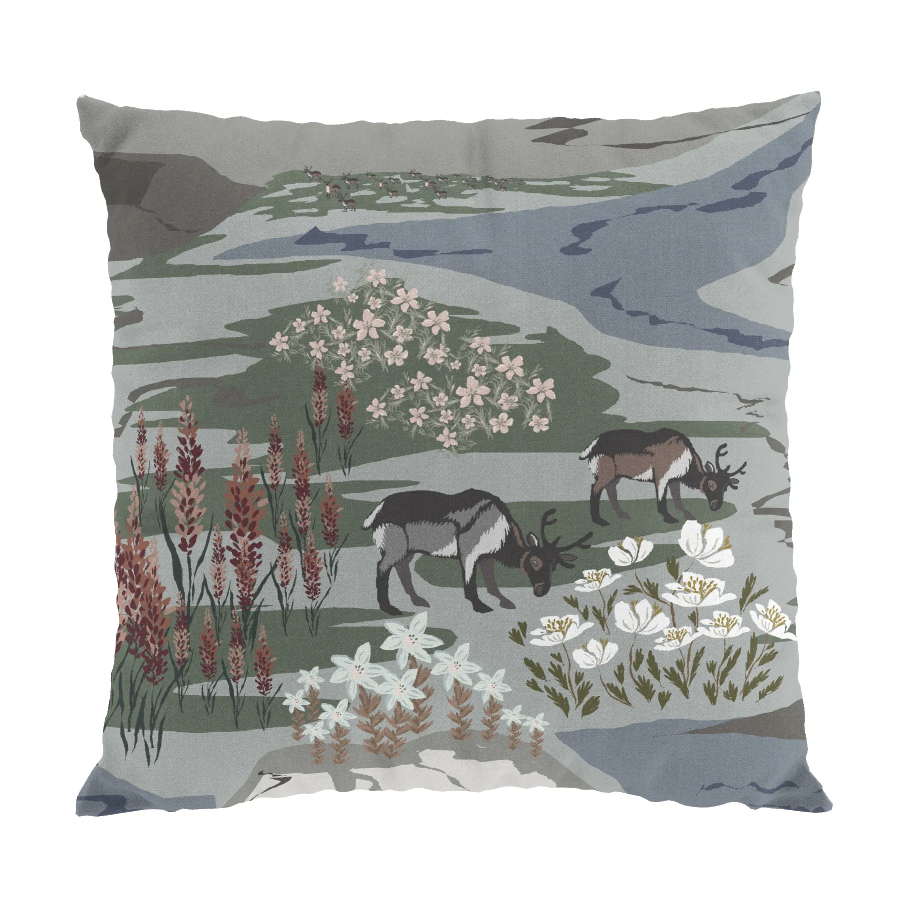 Housse de coussin Fjällängar 47x47 cm, Gris-vert Arvidssons Textil