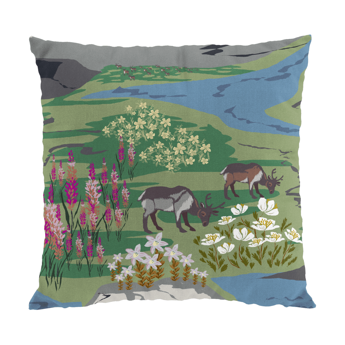 Arvidssons Textil Housse de coussin Fjällängar 47x47 cm Vert