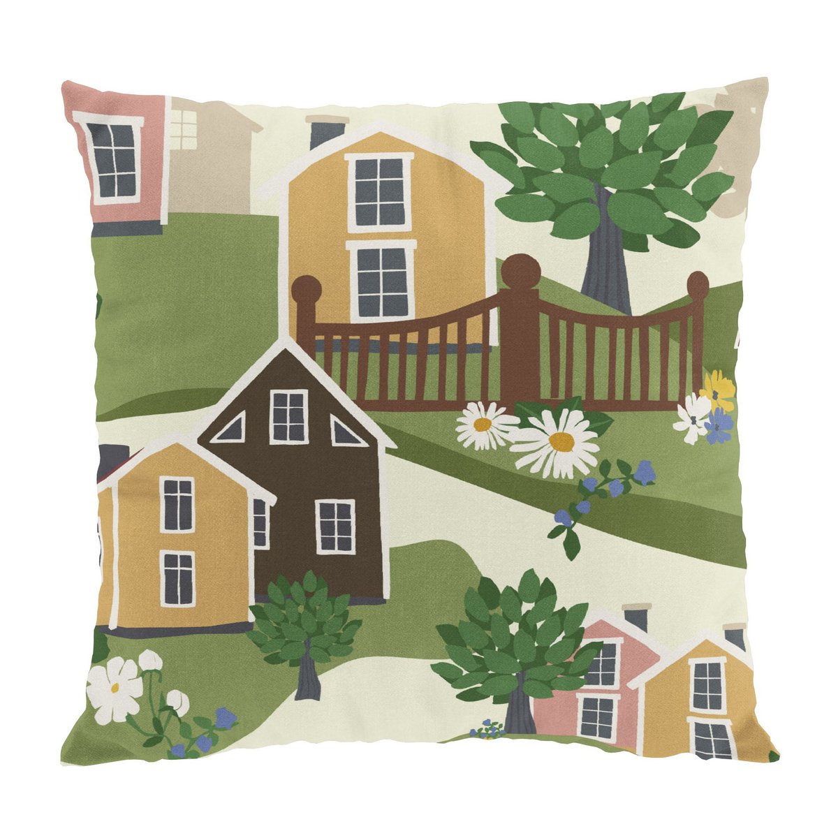 Arvidssons Textil Housse de coussin Katthult 47x47 cm Vert-rose