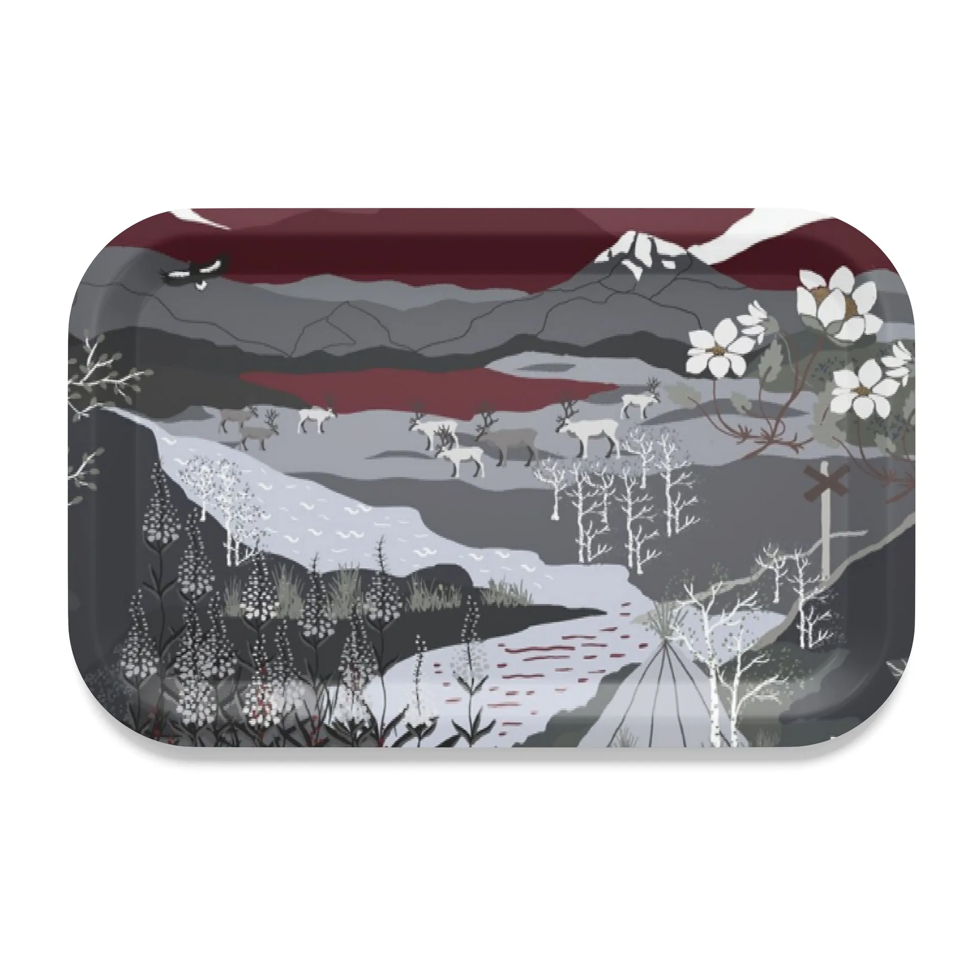 Plateau Fjällvandring 21x33 cm, Gris-bordeaux Arvidssons Textil