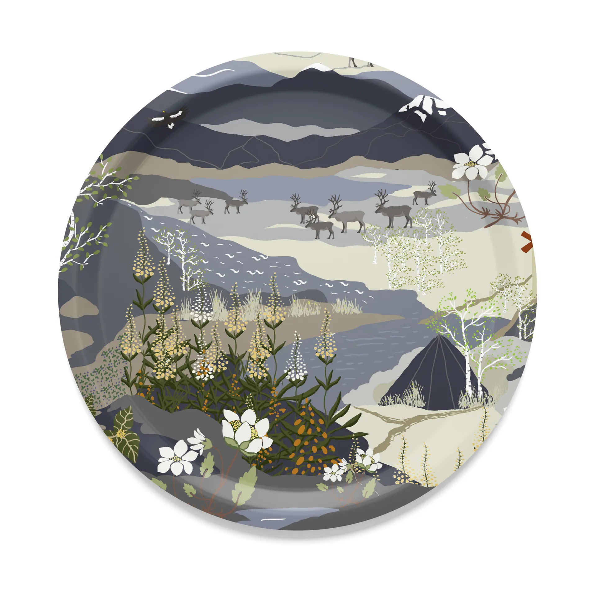 Plateau Fjällvandring Ø31 cm, Bleu Arvidssons Textil