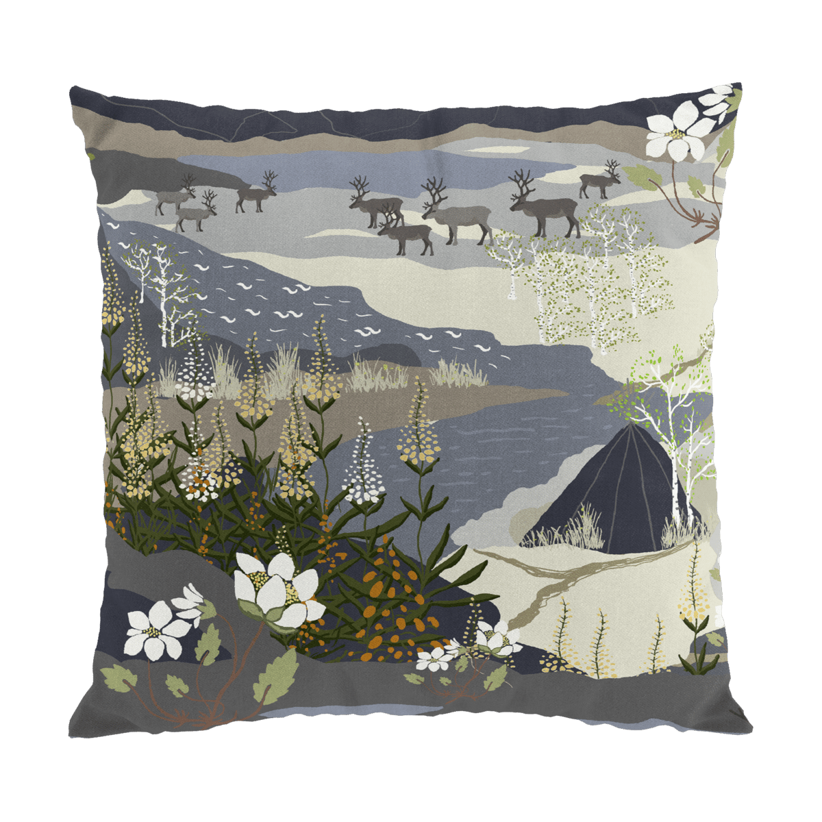 Arvidssons Textil Taie Fjällvandring 47x47 cm Bleu | Design Scandinave | Housses de coussin | Bleu