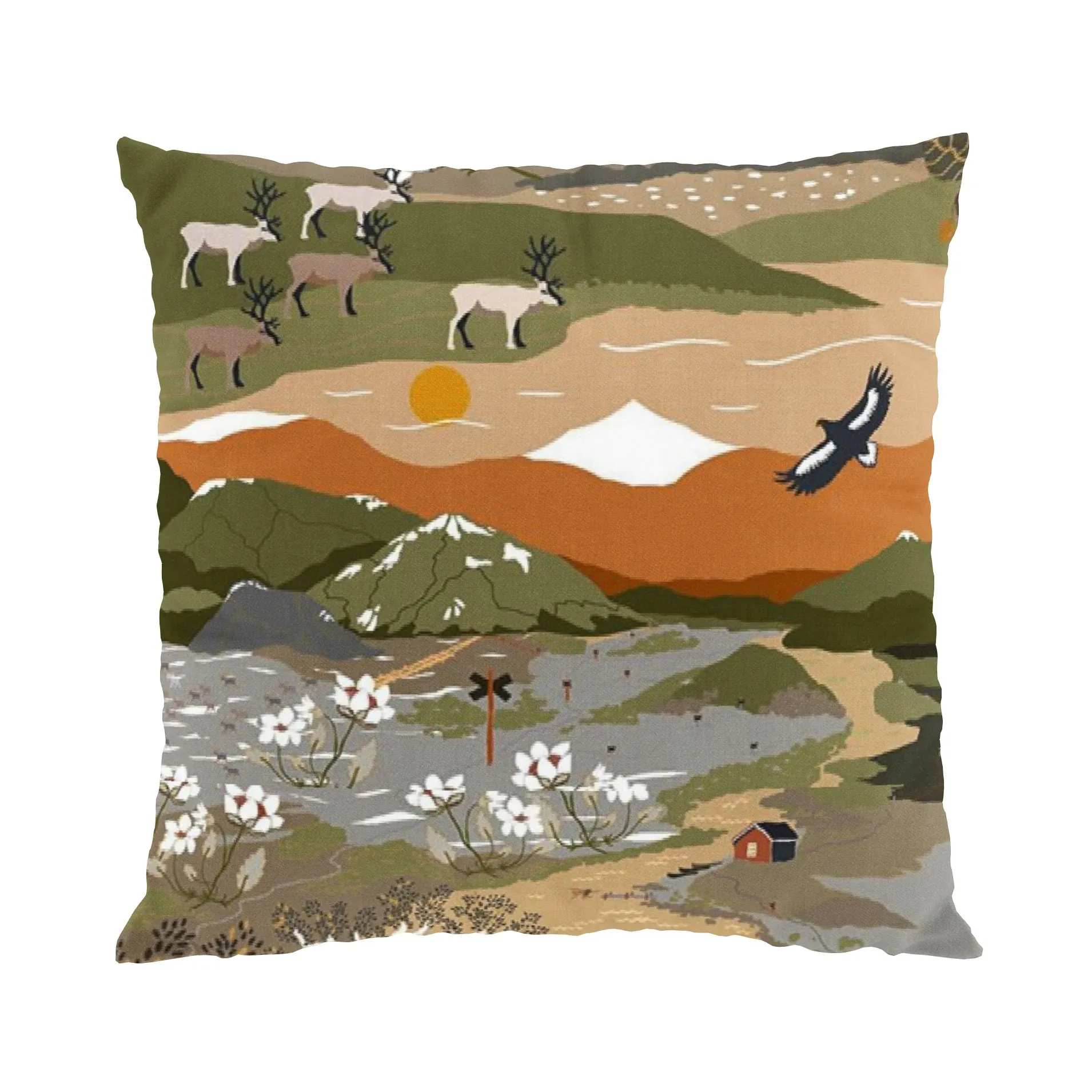 Taie Fjällvandring 47x47 cm, Vert-rost Arvidssons Textil
