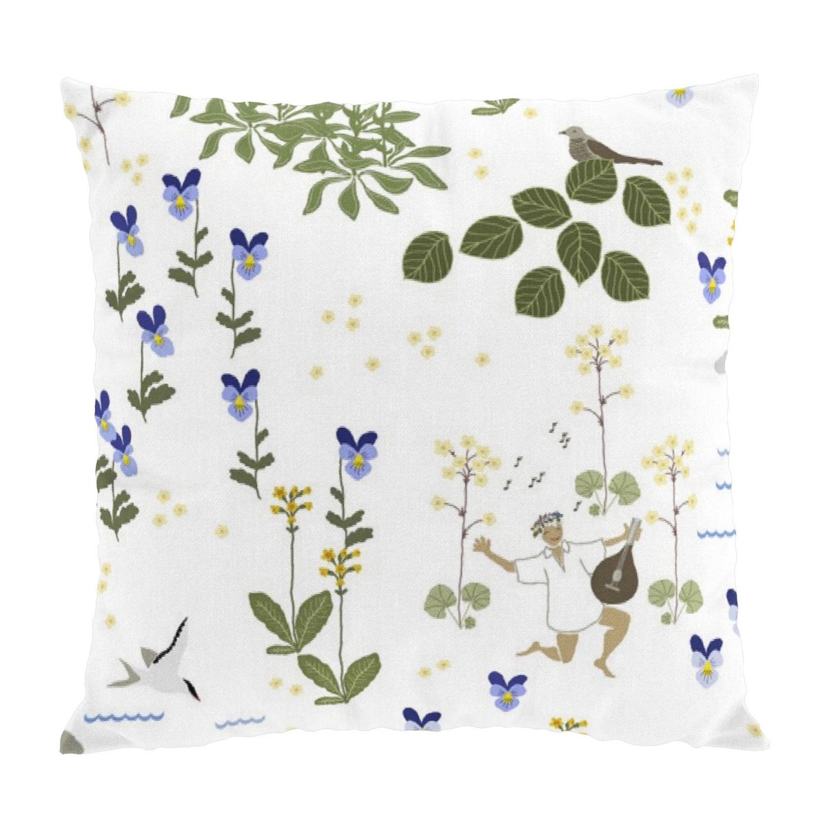 Arvidssons Textil Taie Rönnerdahl 47x47 cm Blanc cassé-vert