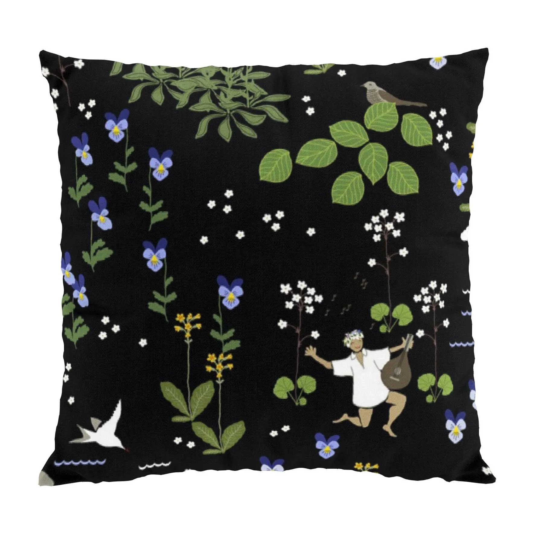 Taie Rönnerdahl 47x47 cm, Noir-vert Arvidssons Textil
