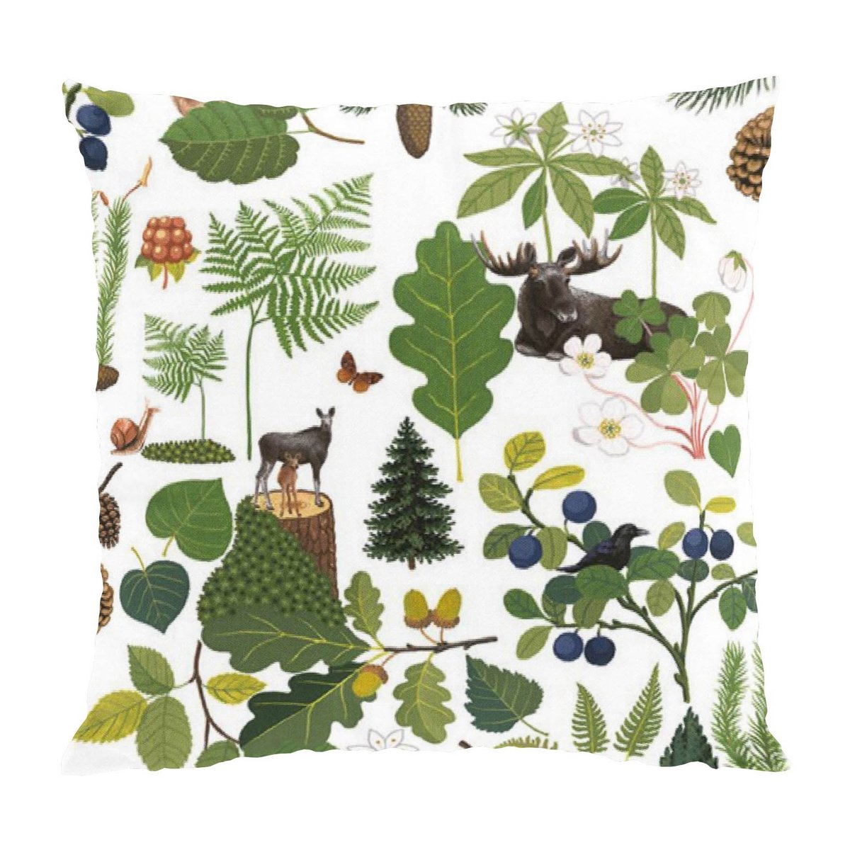 Arvidssons Textil Taie Skogsliv 47x47 cm Vert | Design Scandinave | Housses de coussin | Vert