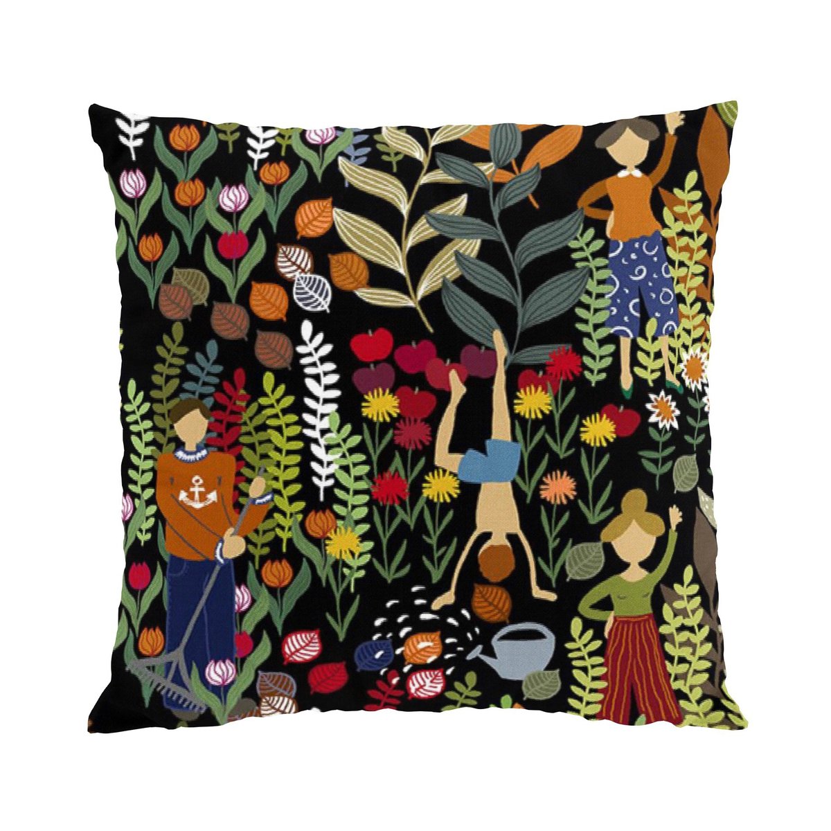Arvidssons Textil Taie Trädgård 47x47 cm Noir-multi