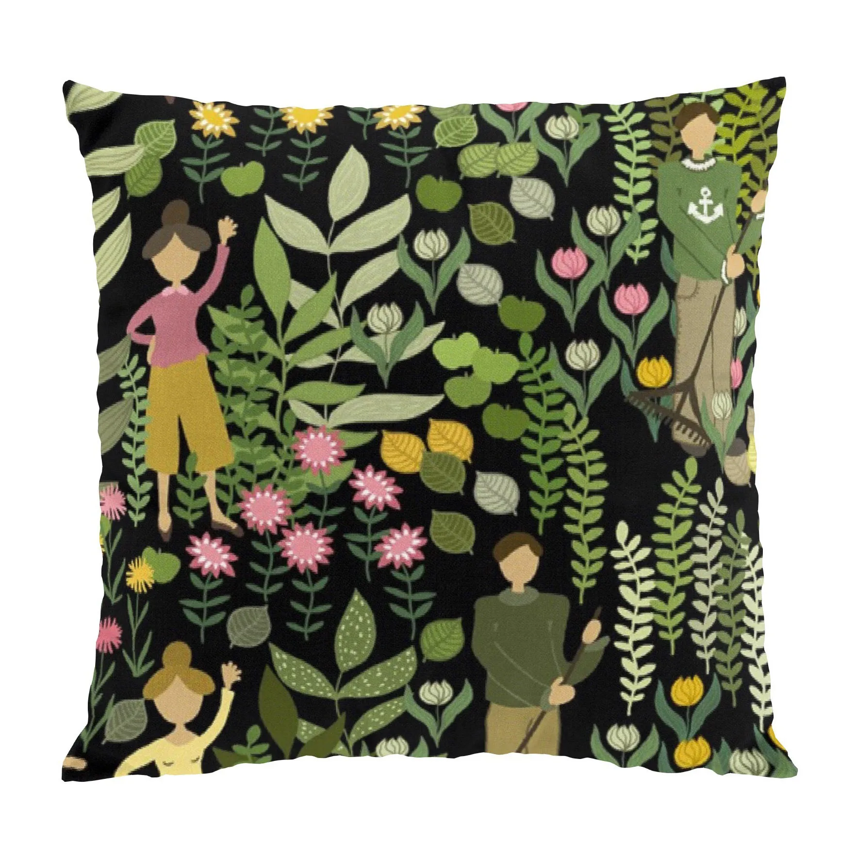 Taie Trädgård 47x47 cm, Noir-vert Arvidssons Textil
