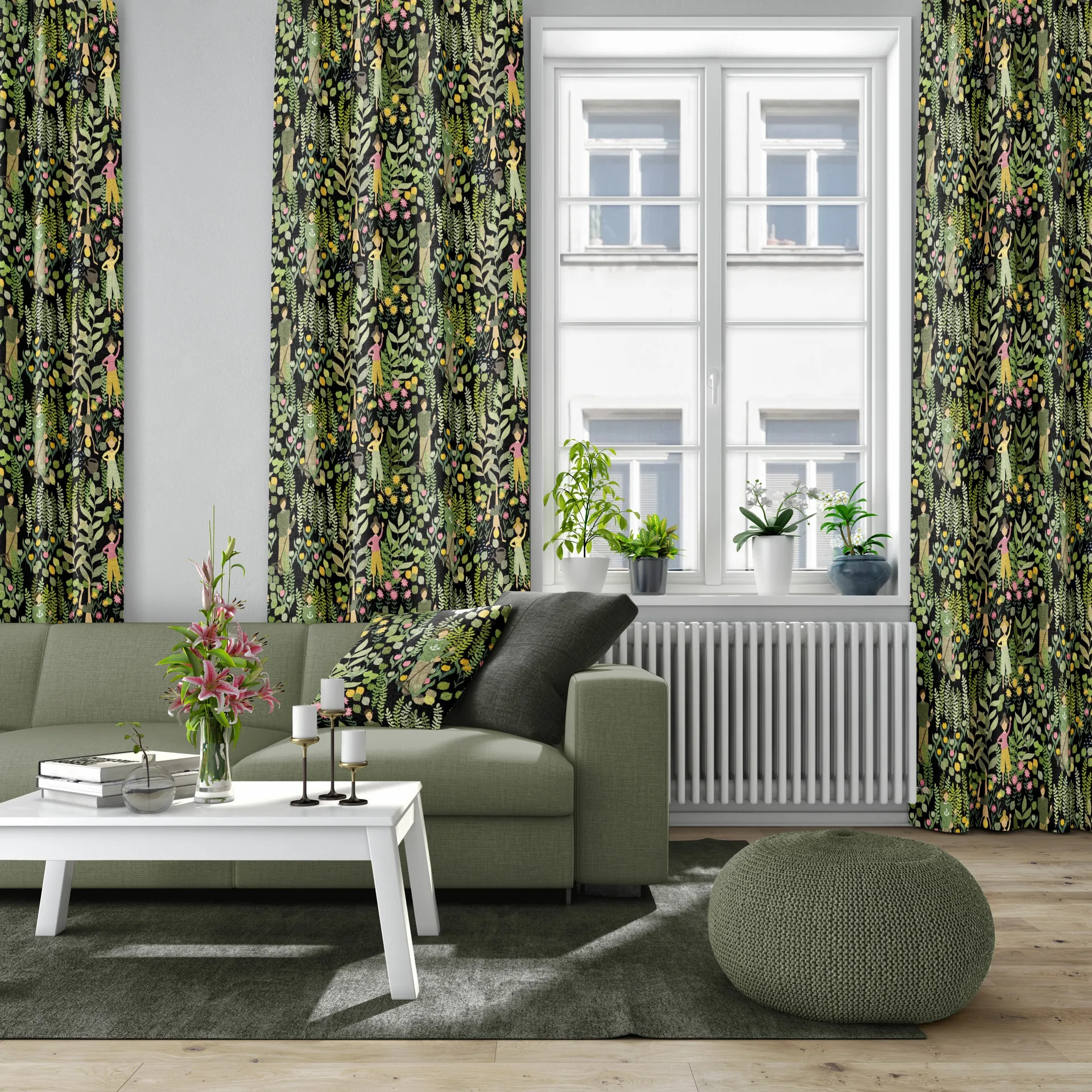 Taie Trädgård 47x47 cm, Noir-vert Arvidssons Textil