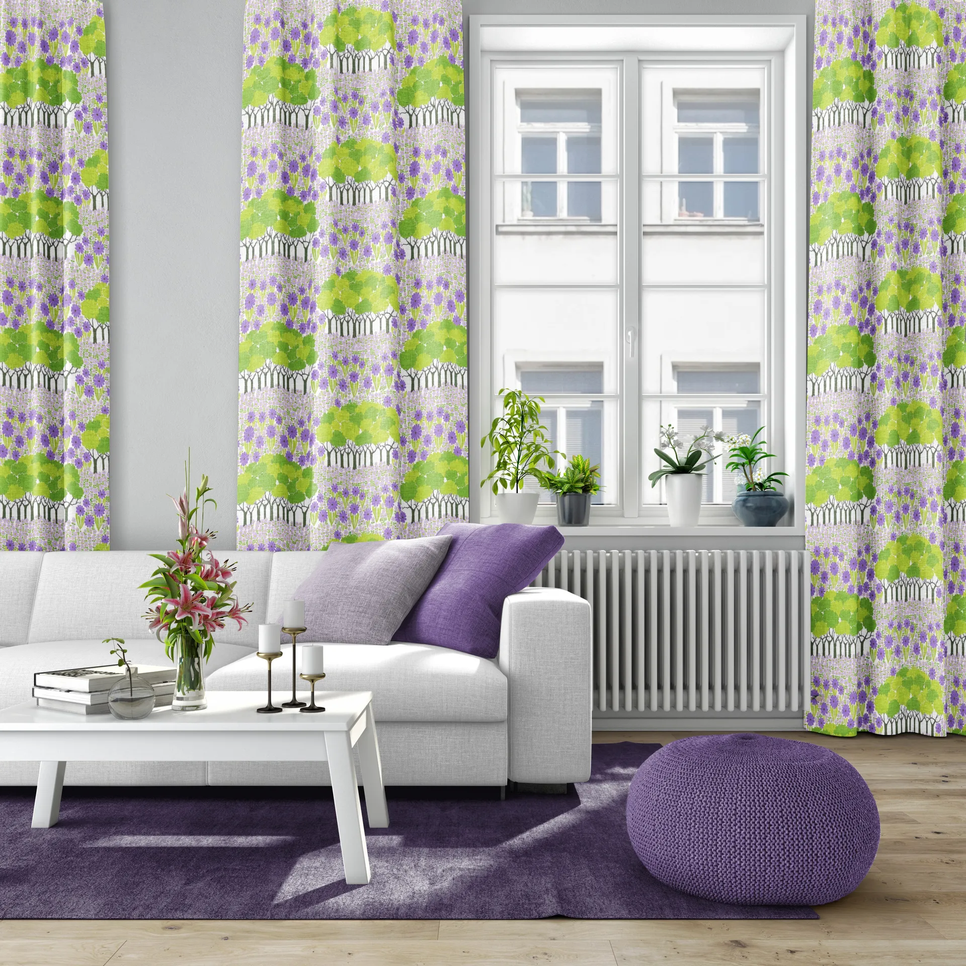 Tissu Allé, Vert-violet Arvidssons Textil
