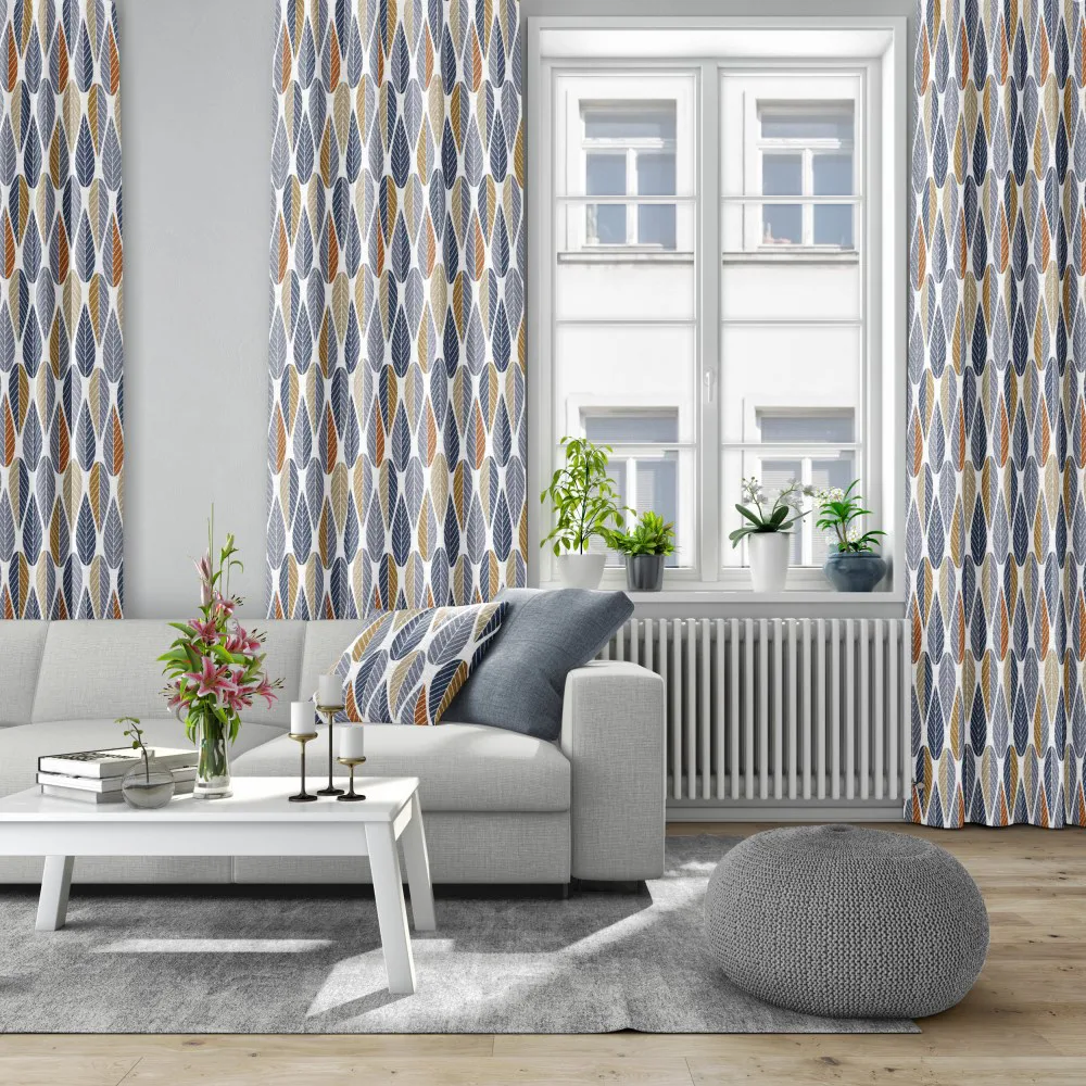 Tissu Blader, Bleu Arvidssons Textil