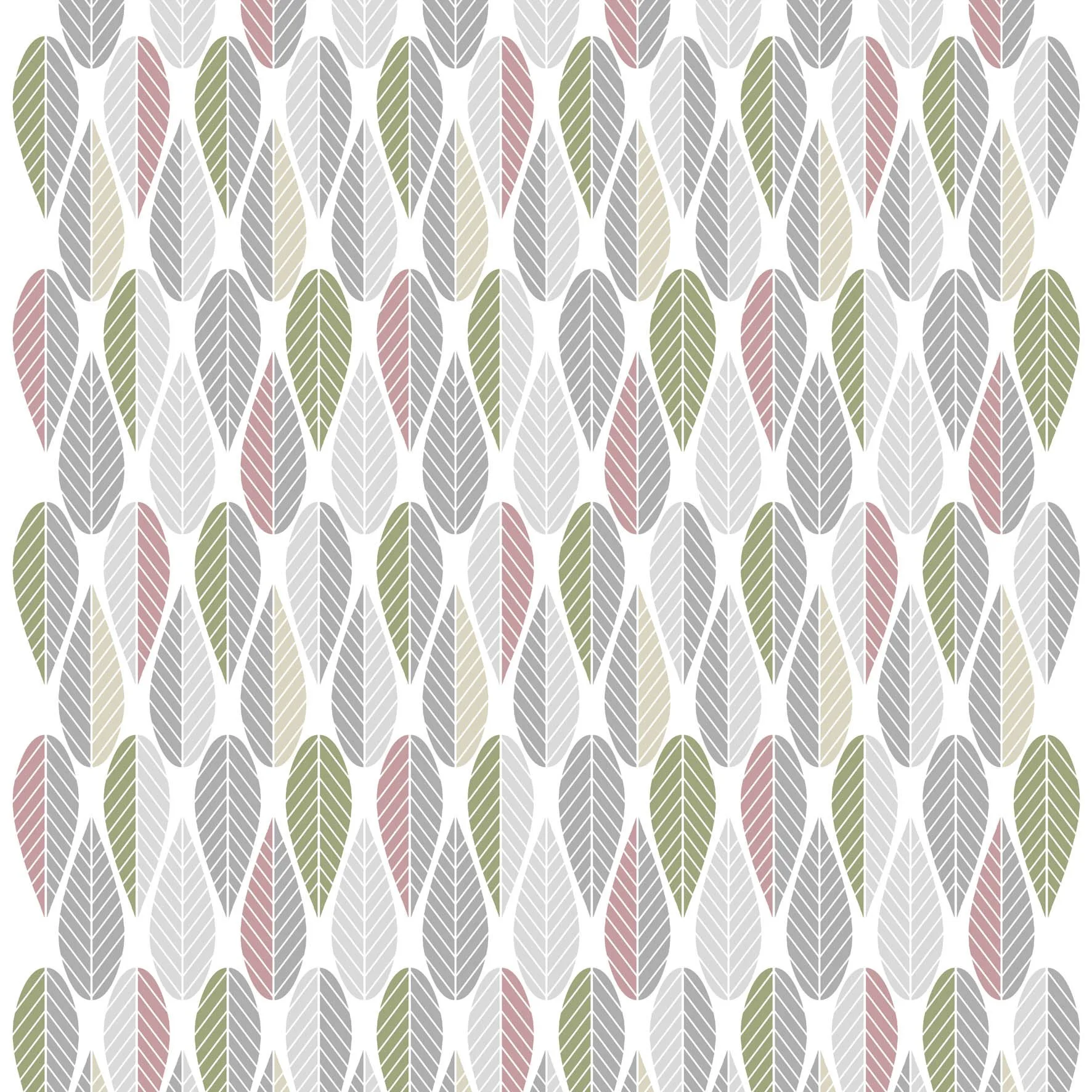 Tissu Blader, rose-gris-vert Arvidssons Textil