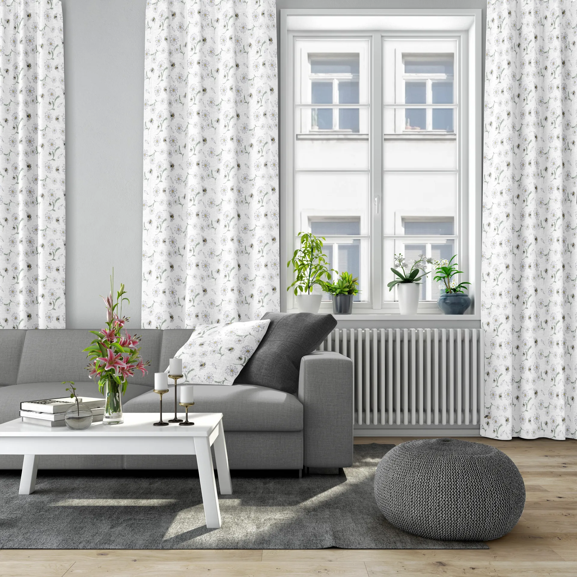 Tissu Blomstersurr, Beige Arvidssons Textil