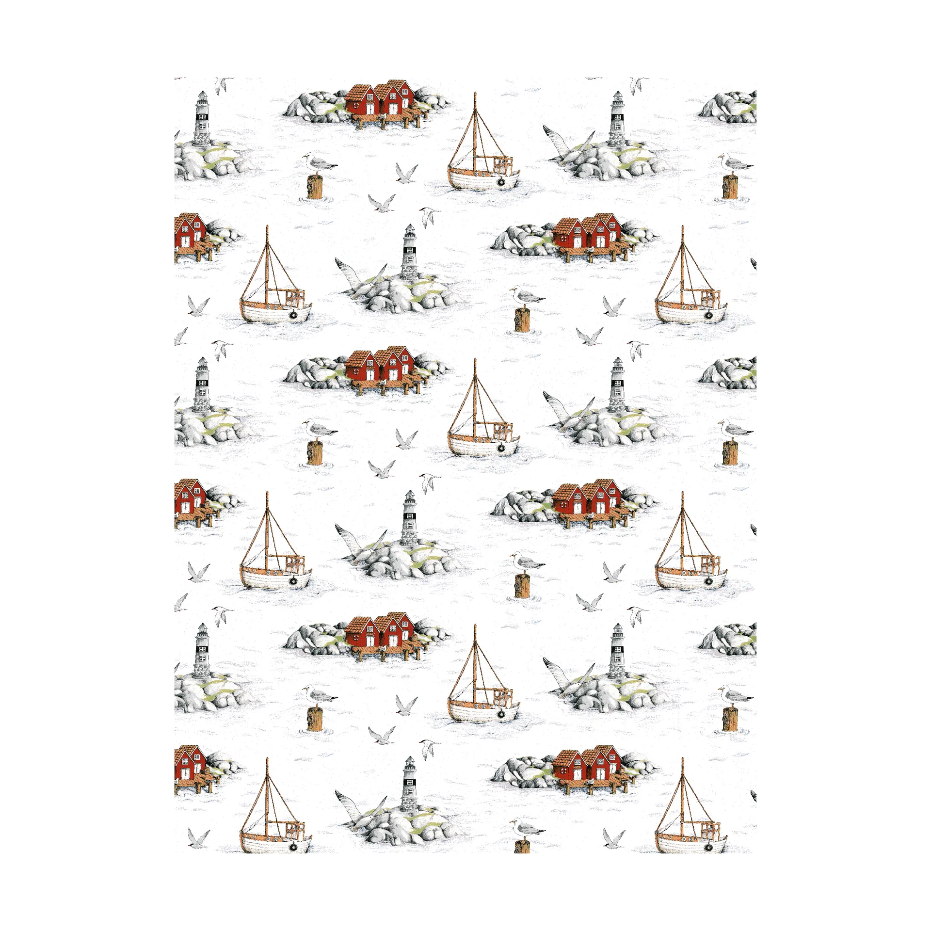 Tissu Fiskeskär, Blanc Arvidssons Textil