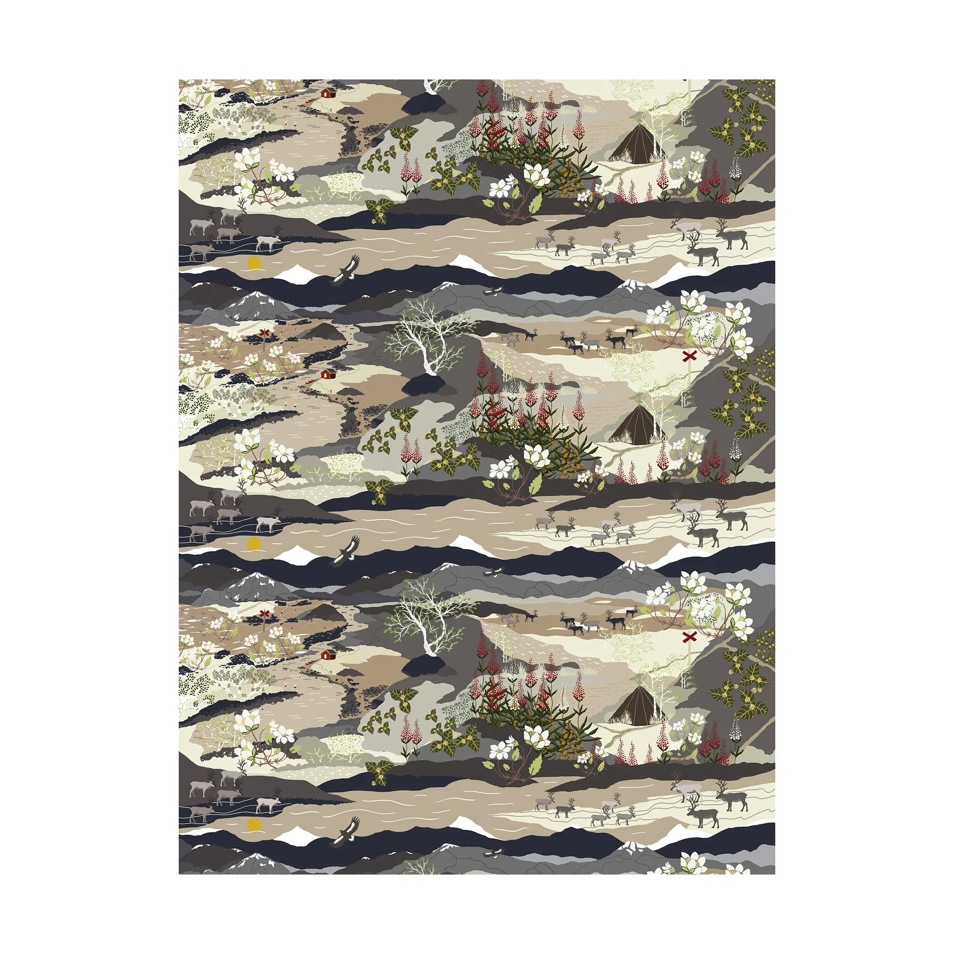 Tissu Fjällvandring, Beige Arvidssons Textil