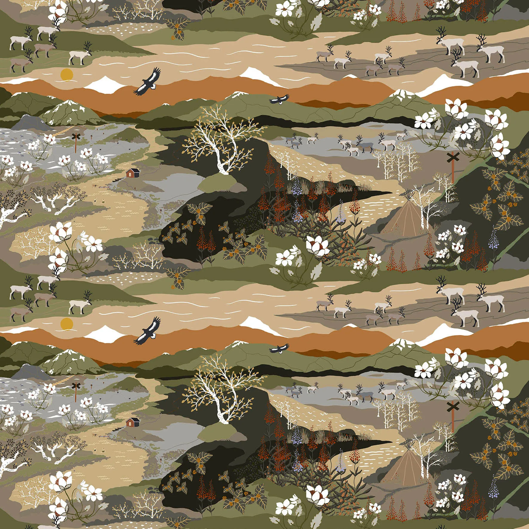 Tissu Fjällvandring, Vert-rost Arvidssons Textil