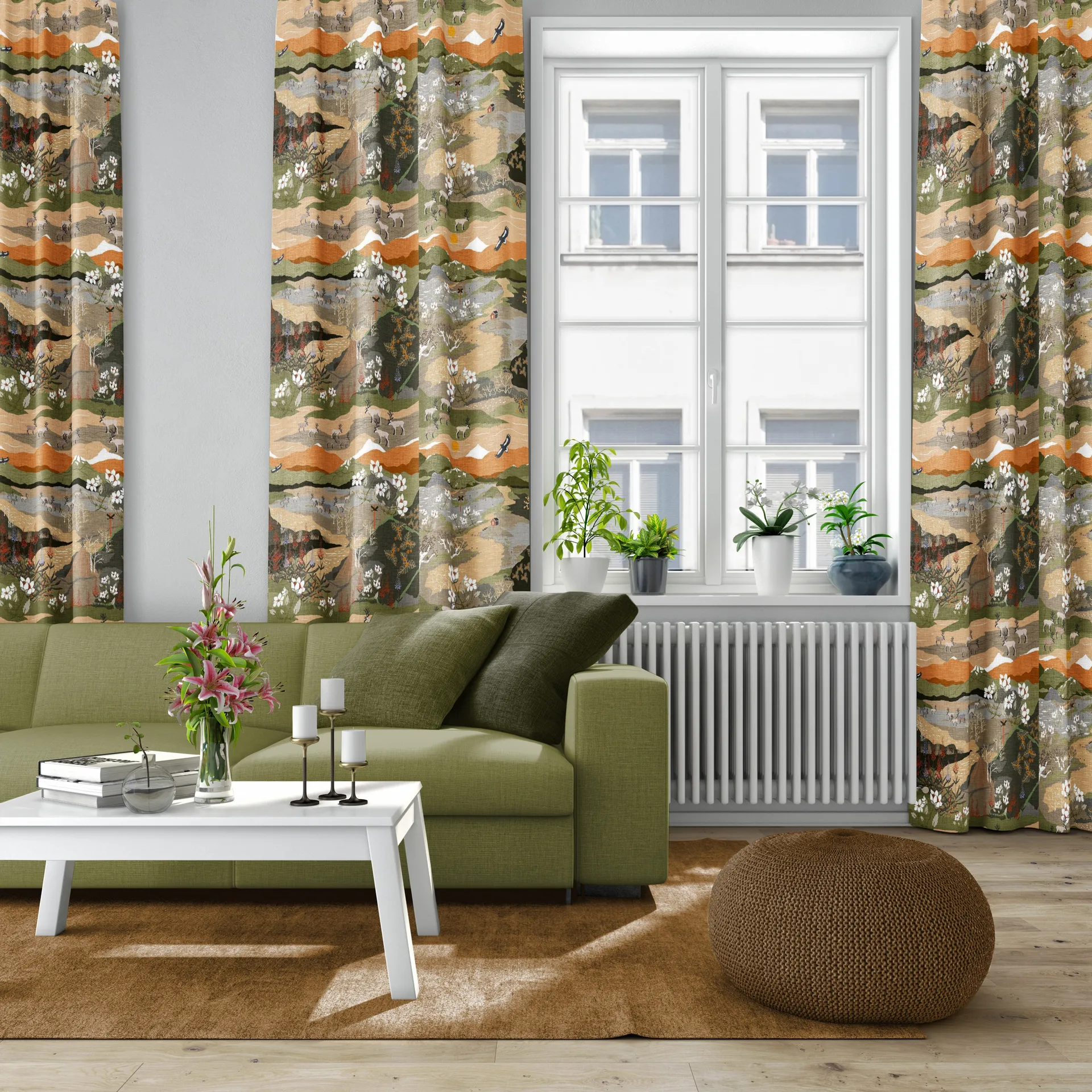 Tissu Fjällvandring, Vert-rost Arvidssons Textil