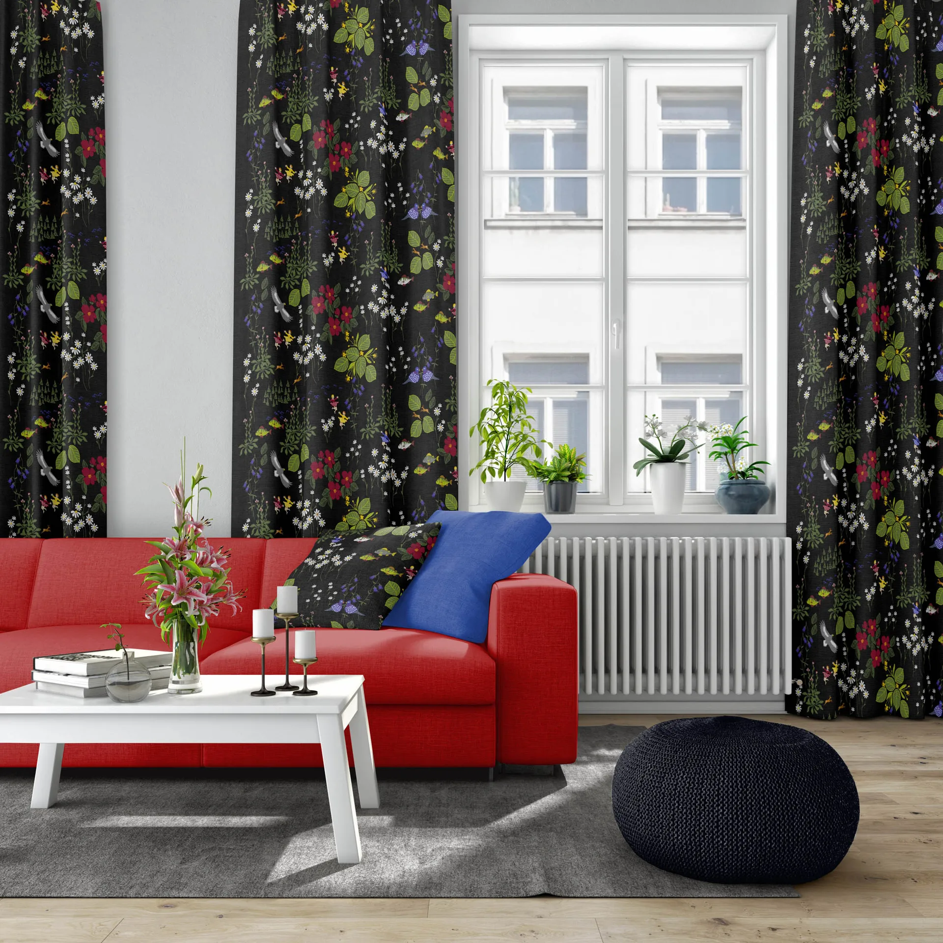 Tissu Himlajorden, noir Arvidssons Textil