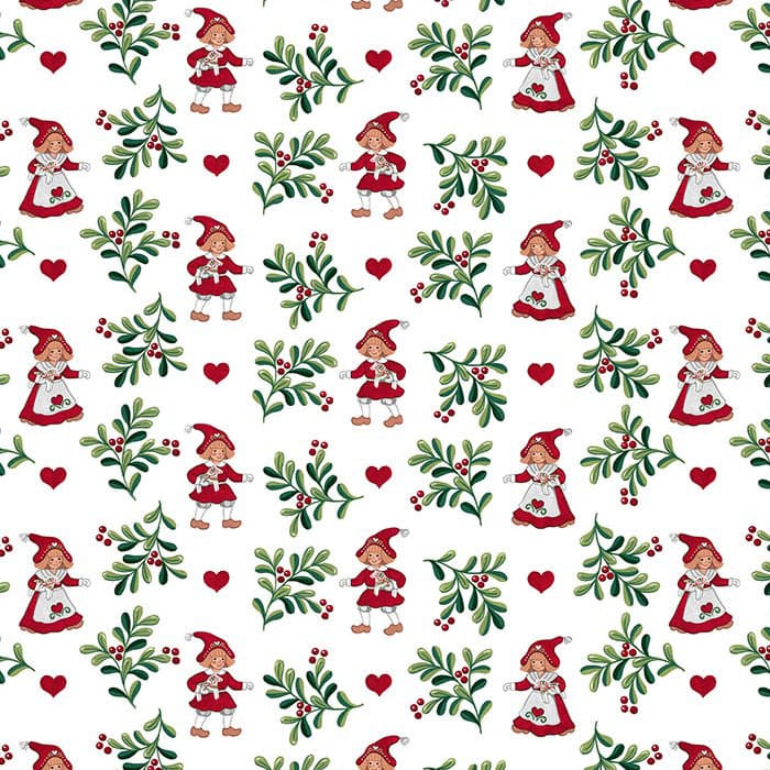 Tissu Hjärtans jul - Blanc cassé - Arvidssons Textil