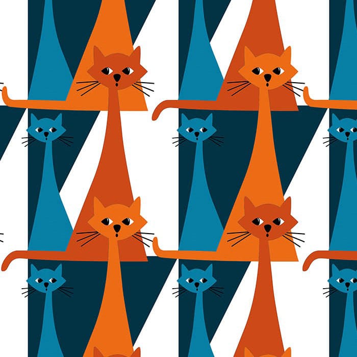 Tissu Kitty - Bleu-orange - Arvidssons Textil