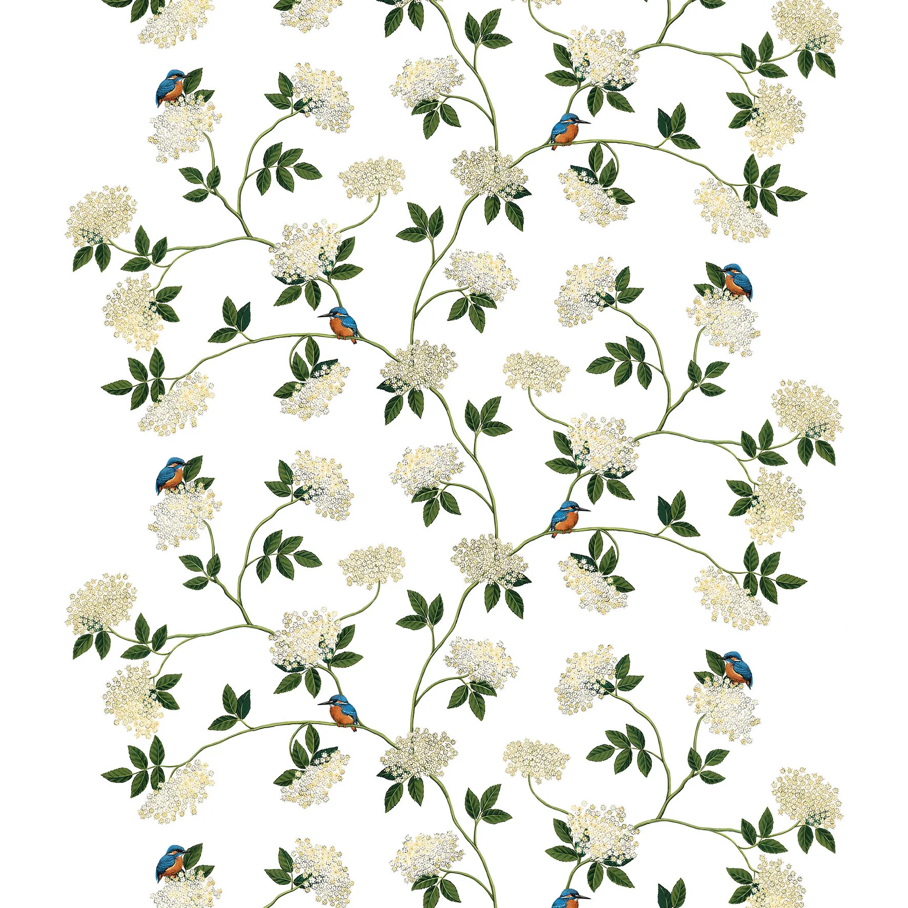 Tissu Kungsfiskaren, Blanc Arvidssons Textil